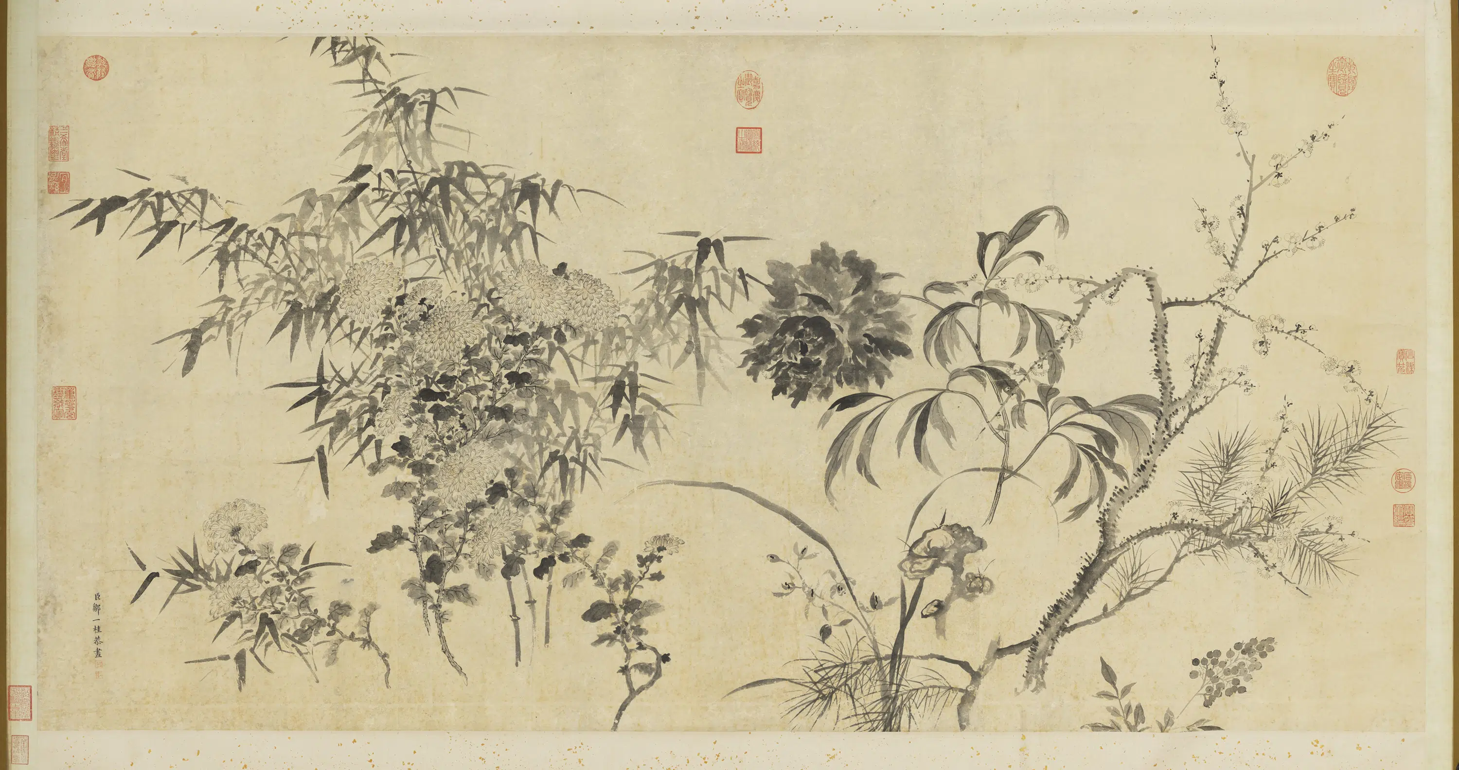 清代【邹一桂】《写生花卉图轴》