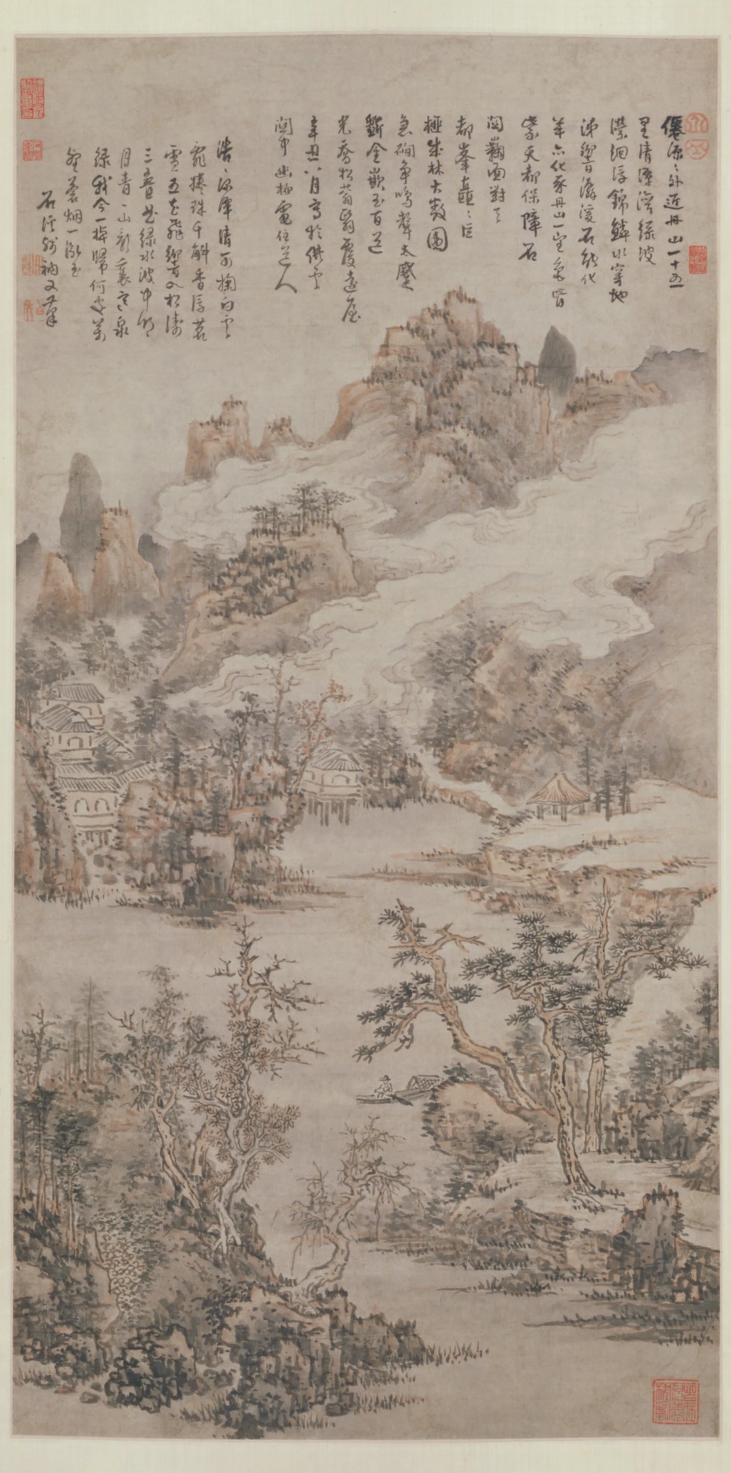 清代【髡残(石谿)】《仙源图轴》