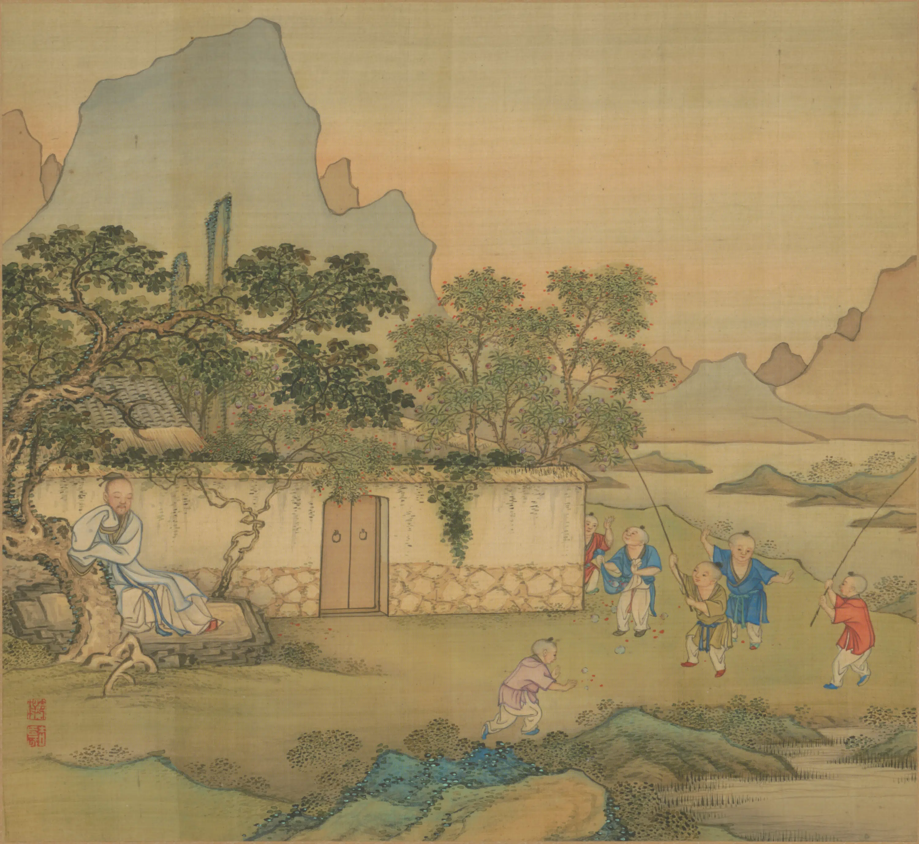 清代【冷枚】《农家故事图册（7开）》 第3张