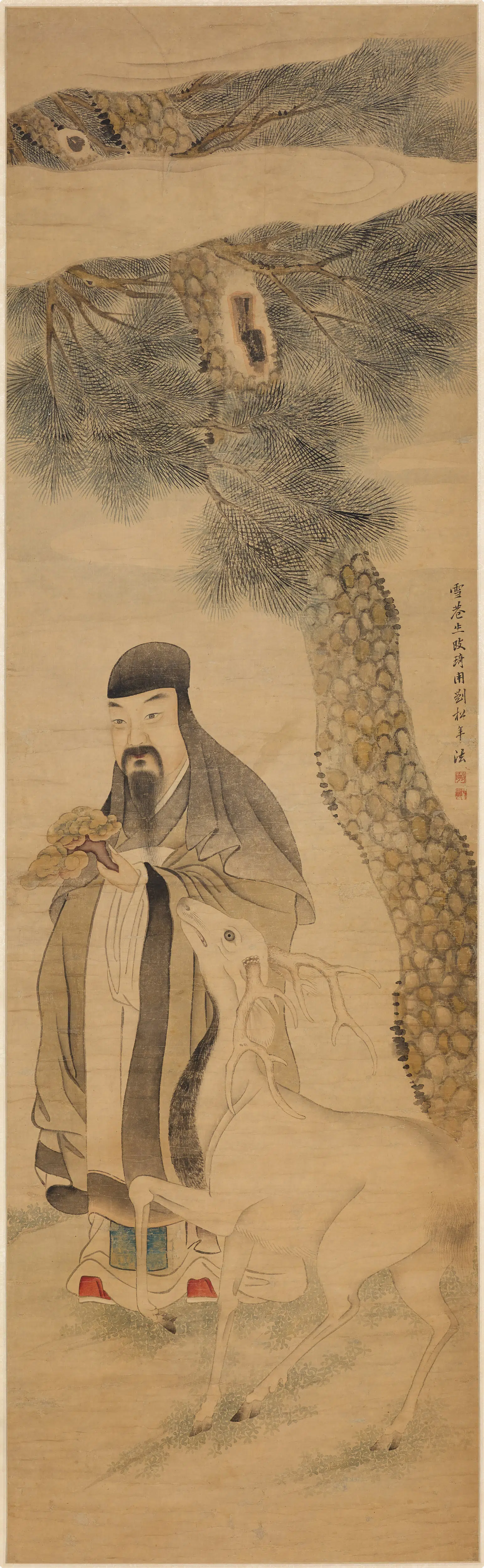 清代【改琦】《松鹿人物图轴》 第1张 清代【改琦】《松鹿人物图轴》 第1张