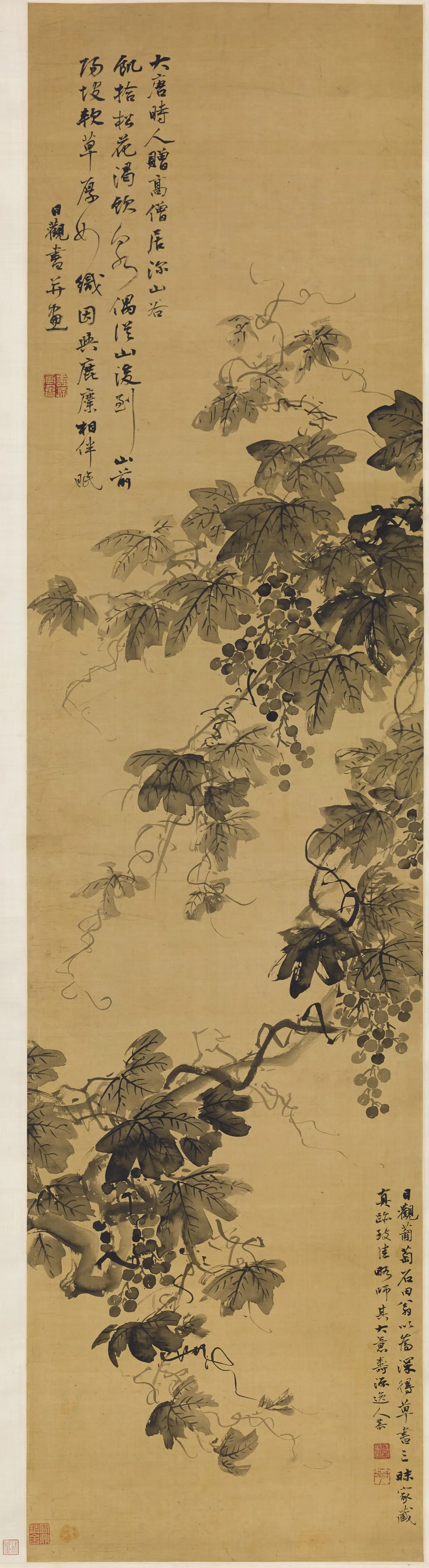 清代【汪恭】《葡萄图轴》