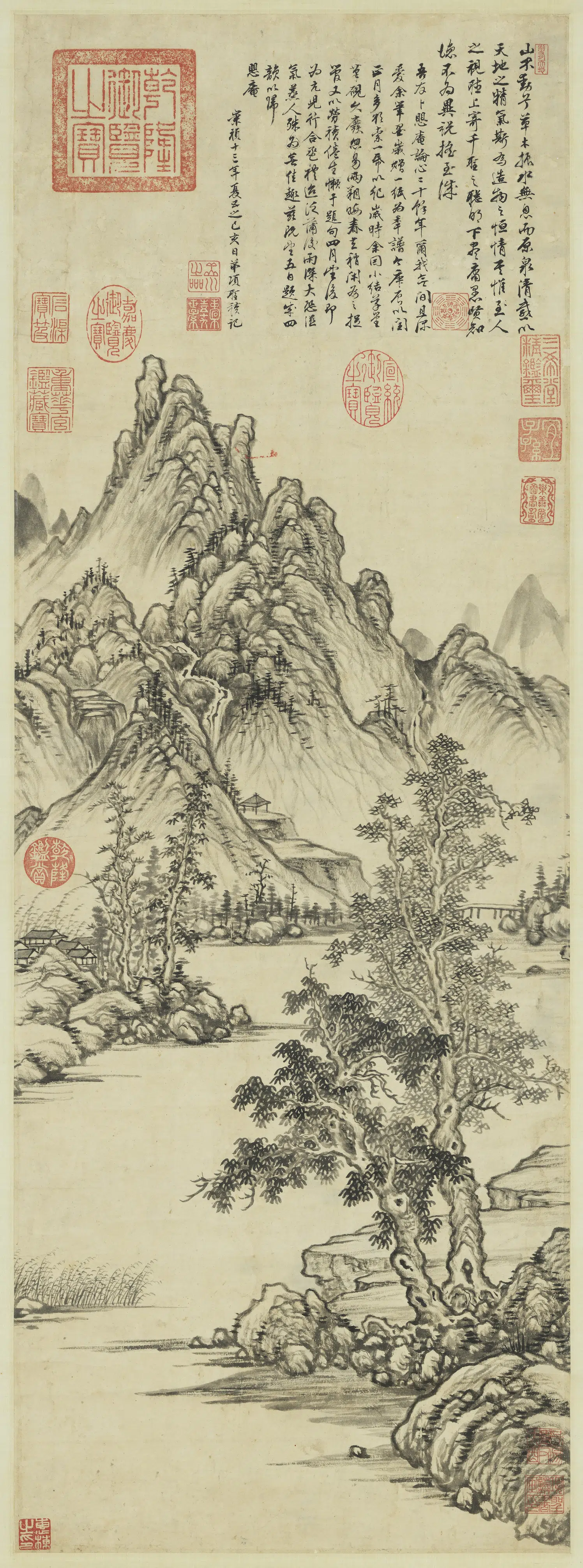 明朝【项圣谟】《山水图轴》