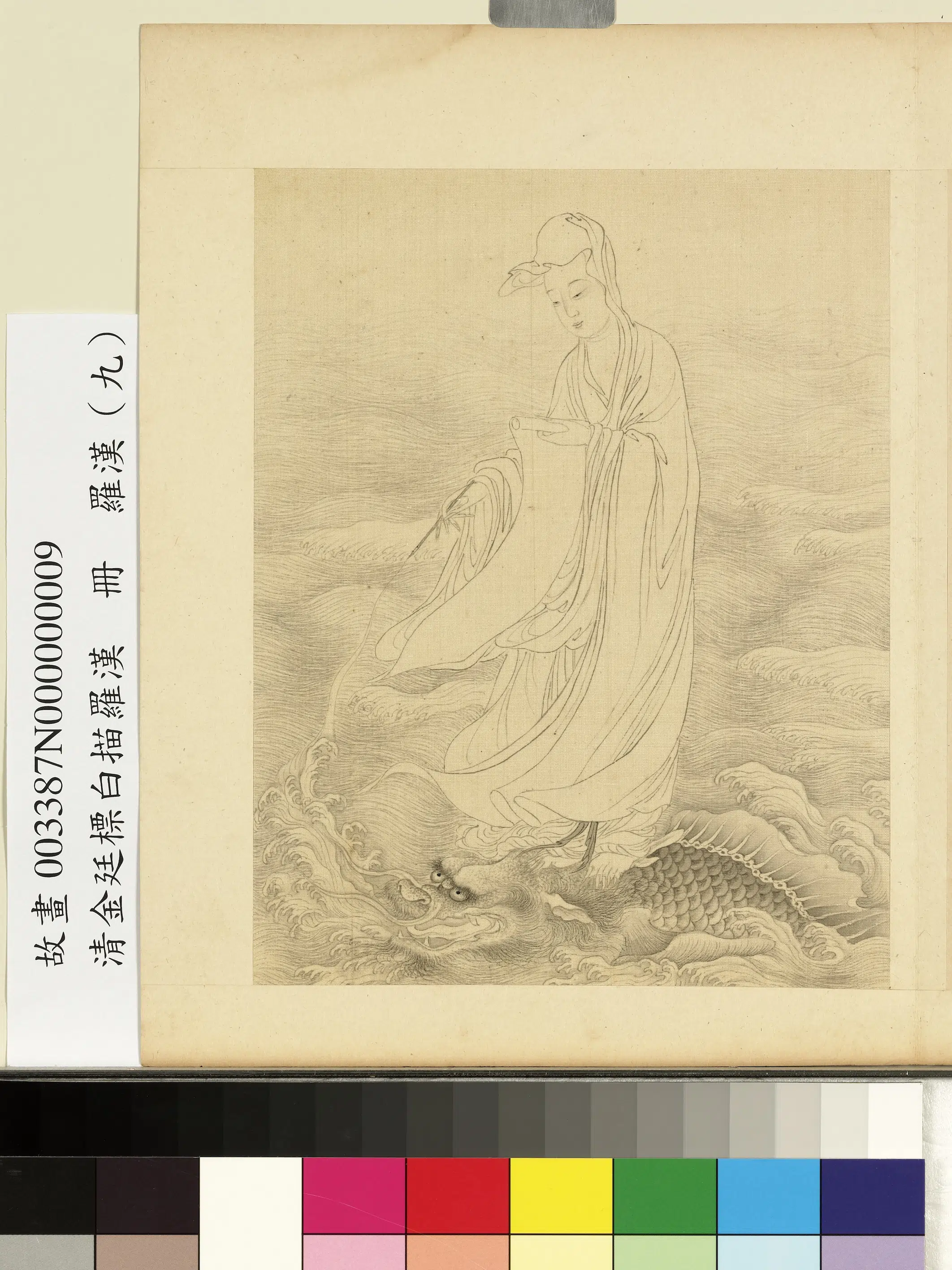 清代【金廷标】《白描罗汉册-罗汉（九）》