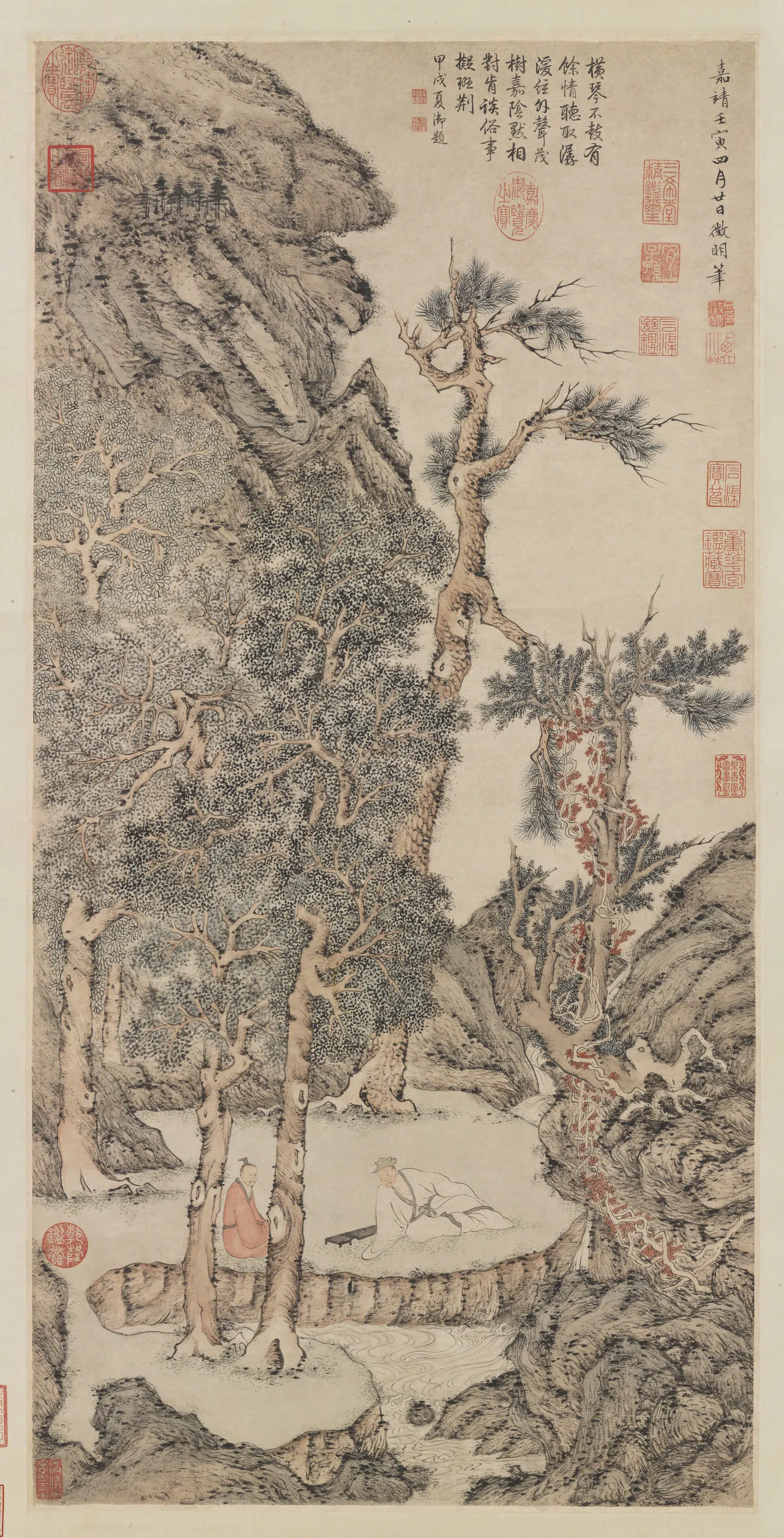 明朝【文征明徵明】《茂松泉图轴》