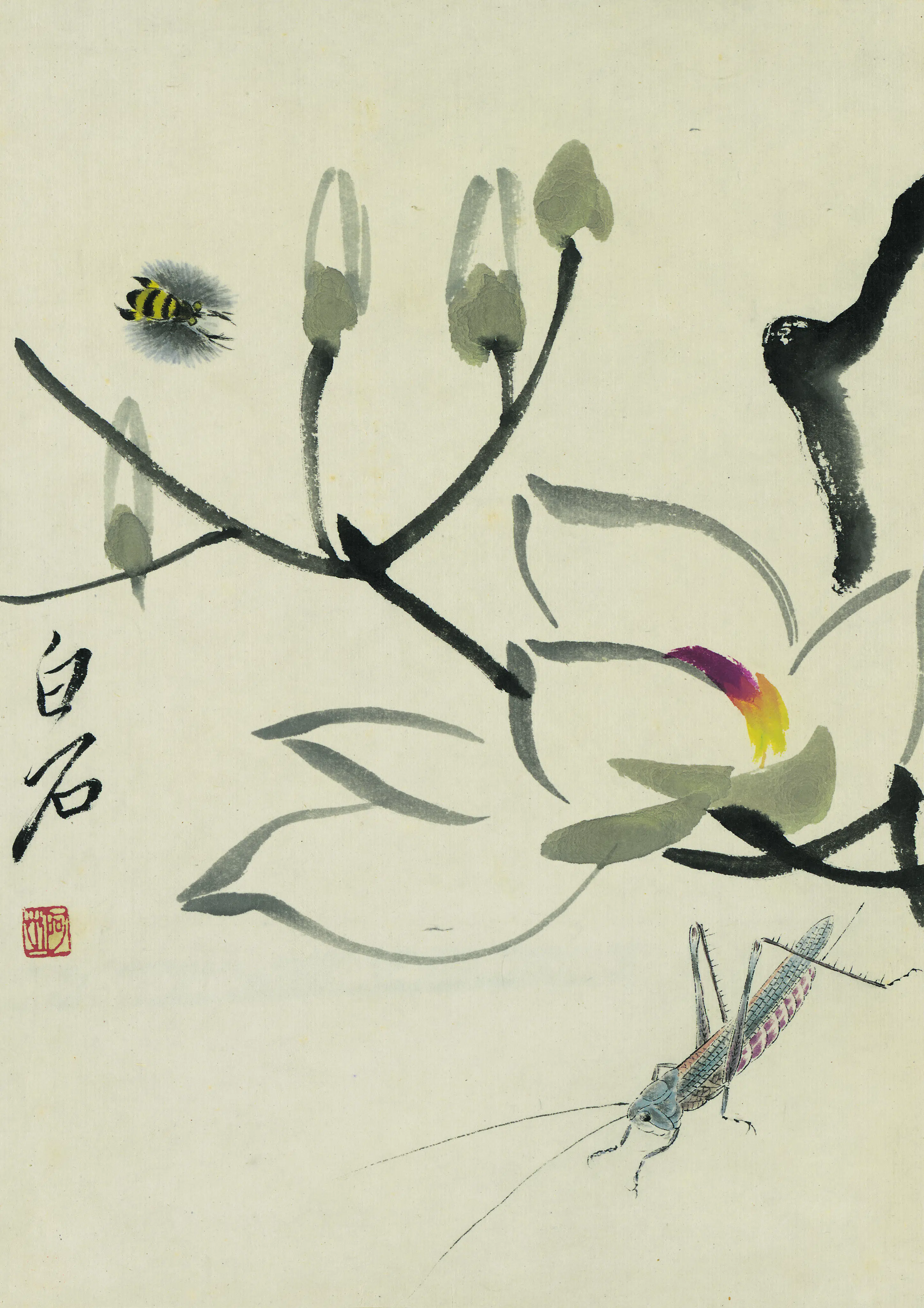 近现代【齐白石】《花卉虫草图册二十开》 第5张