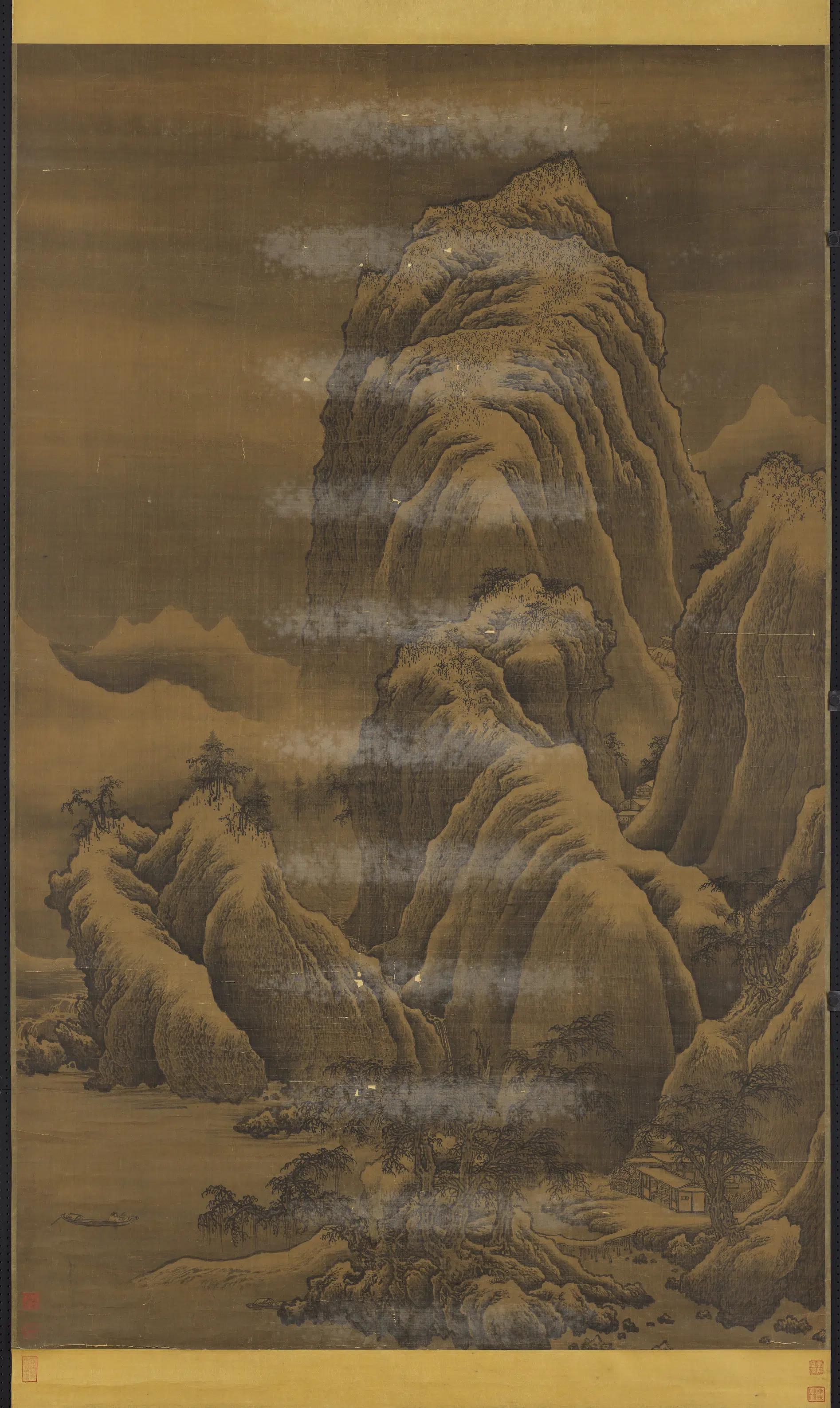 明朝《明人雪峰图轴》