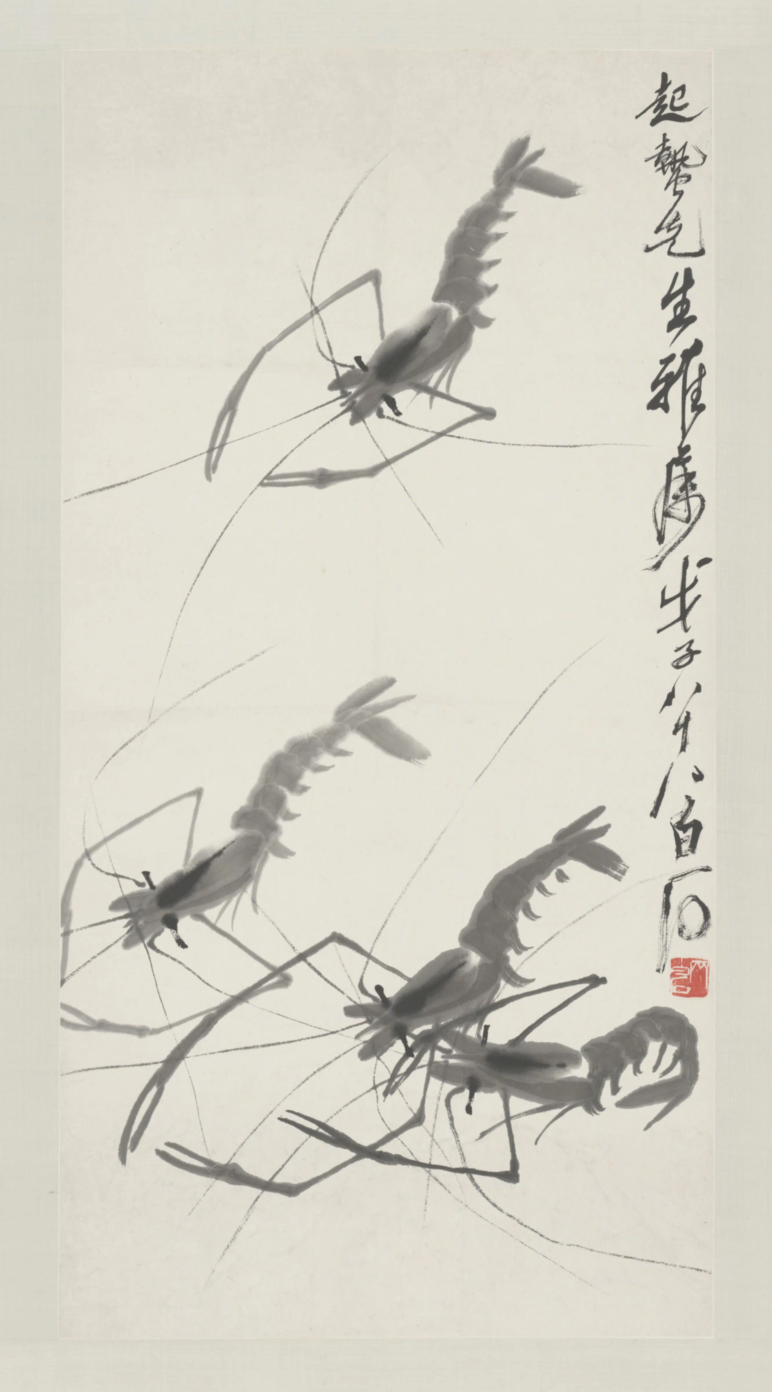 近现代【齐白石】《画虾轴》
