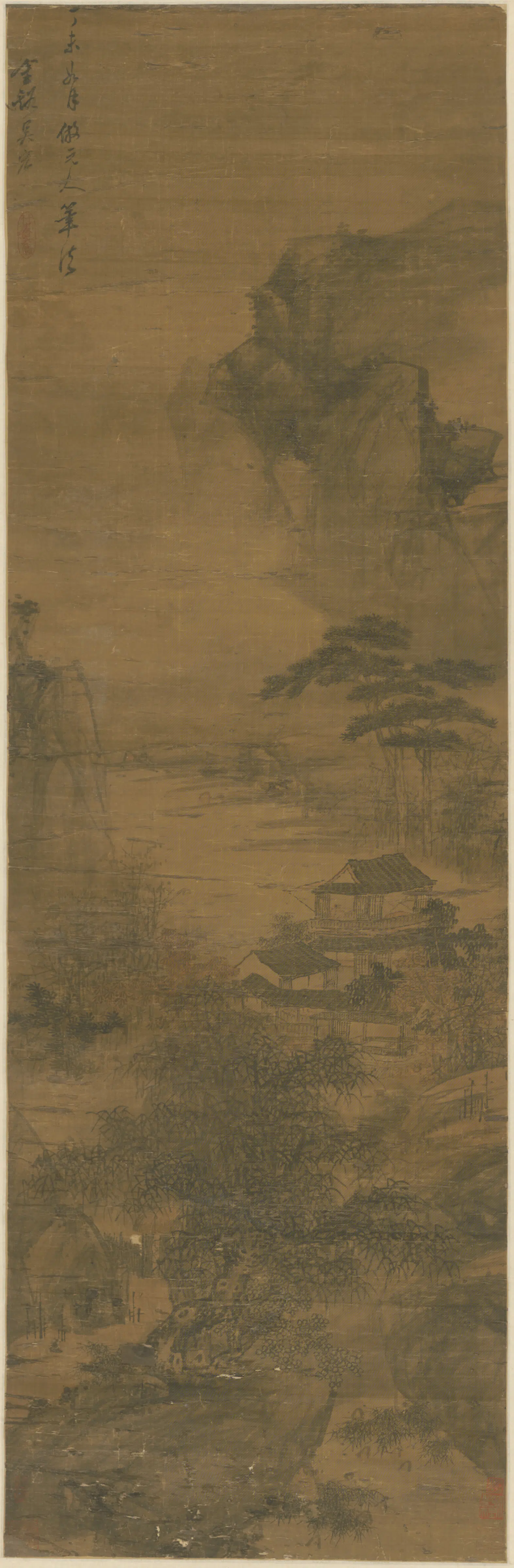 清代【吴宏】《仿元人山水轴》