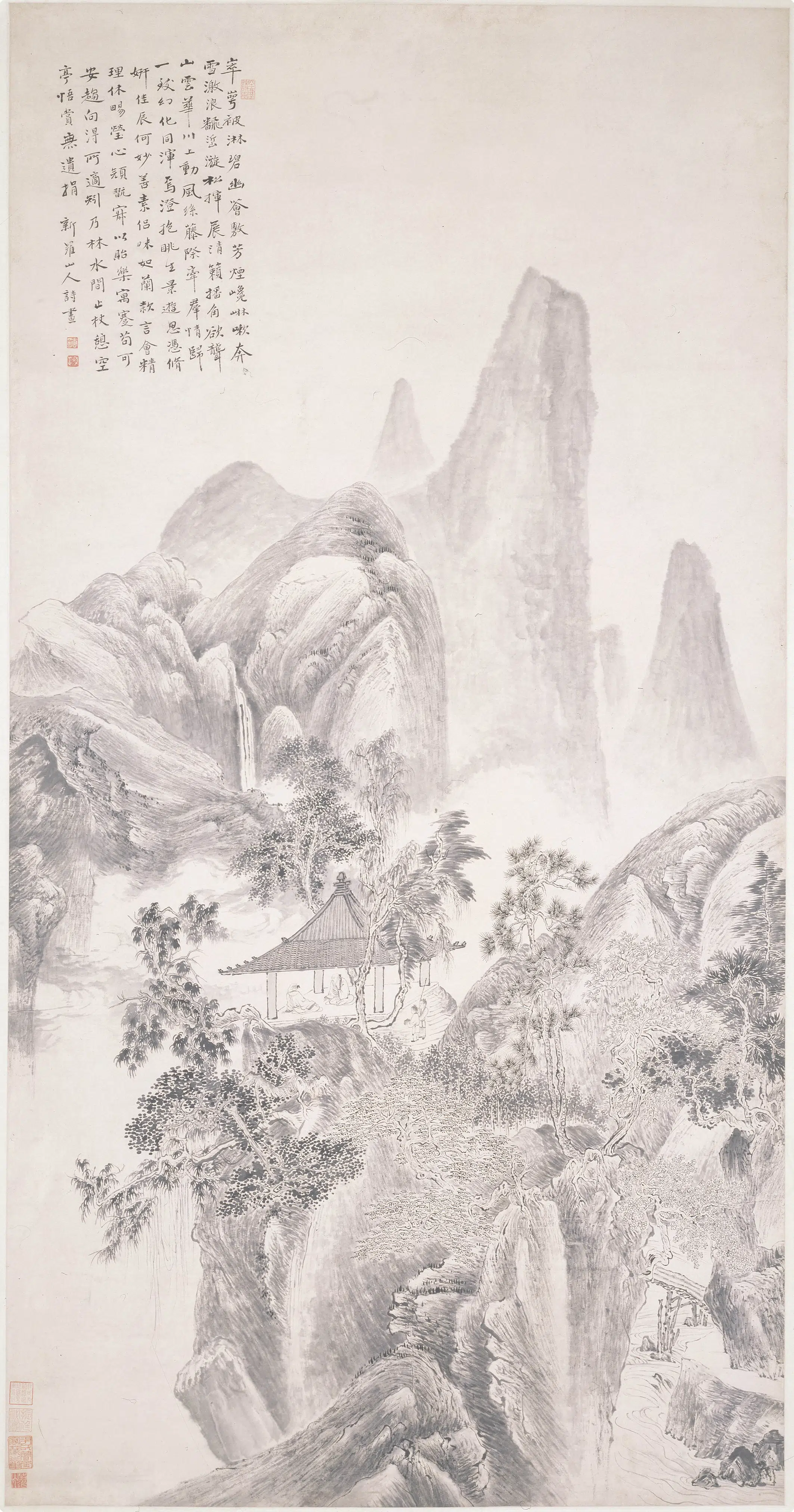 清代【华喦（华岩)】《空庭悟赏图轴》