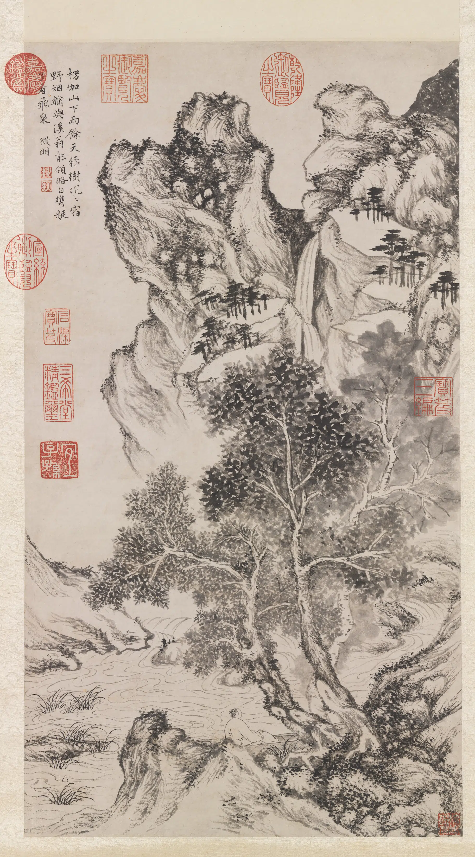 明朝【文征明徵明】《好雨听泉图轴》 第1张
