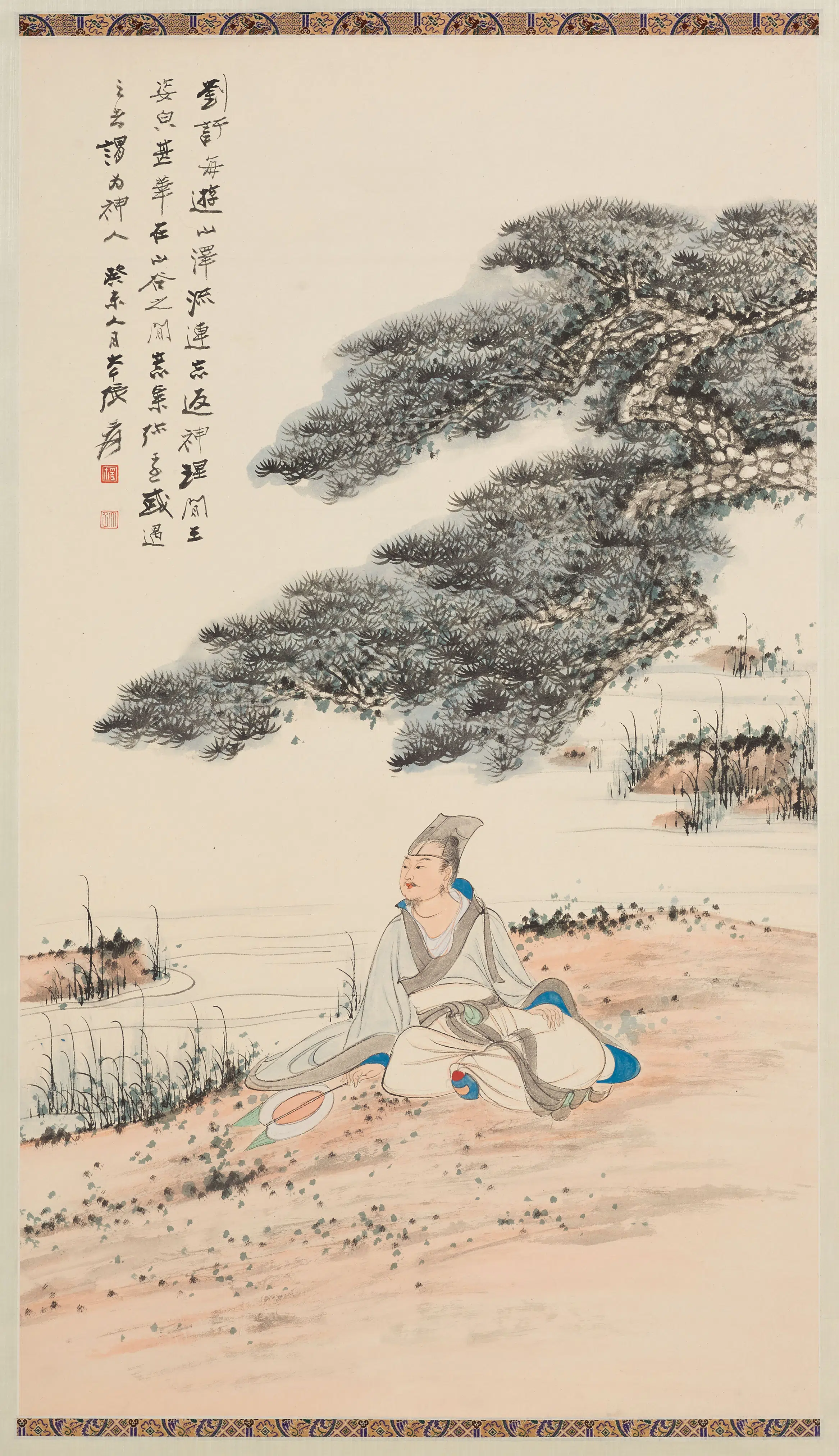 近现代【张大千】《刘訏游山图轴》