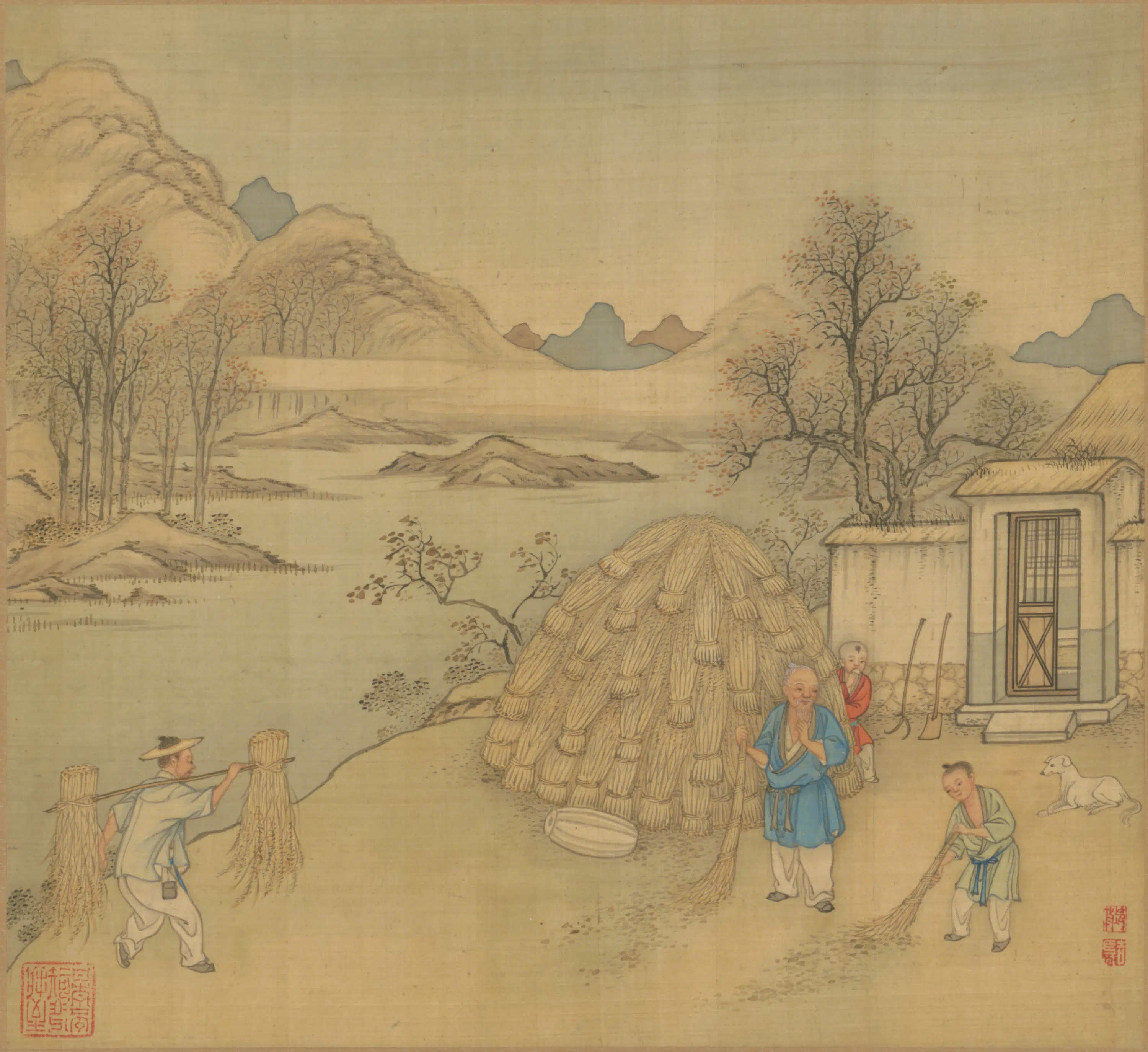 清代【冷枚】《农家故事图册（7开）》
