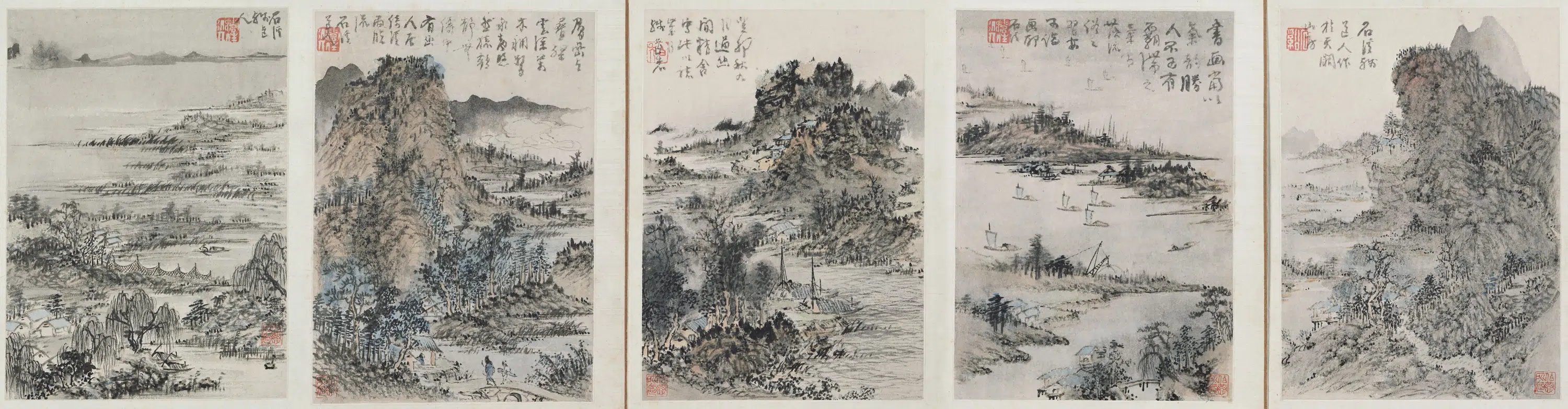 清代【髡残(石谿)】《山水图册-2》