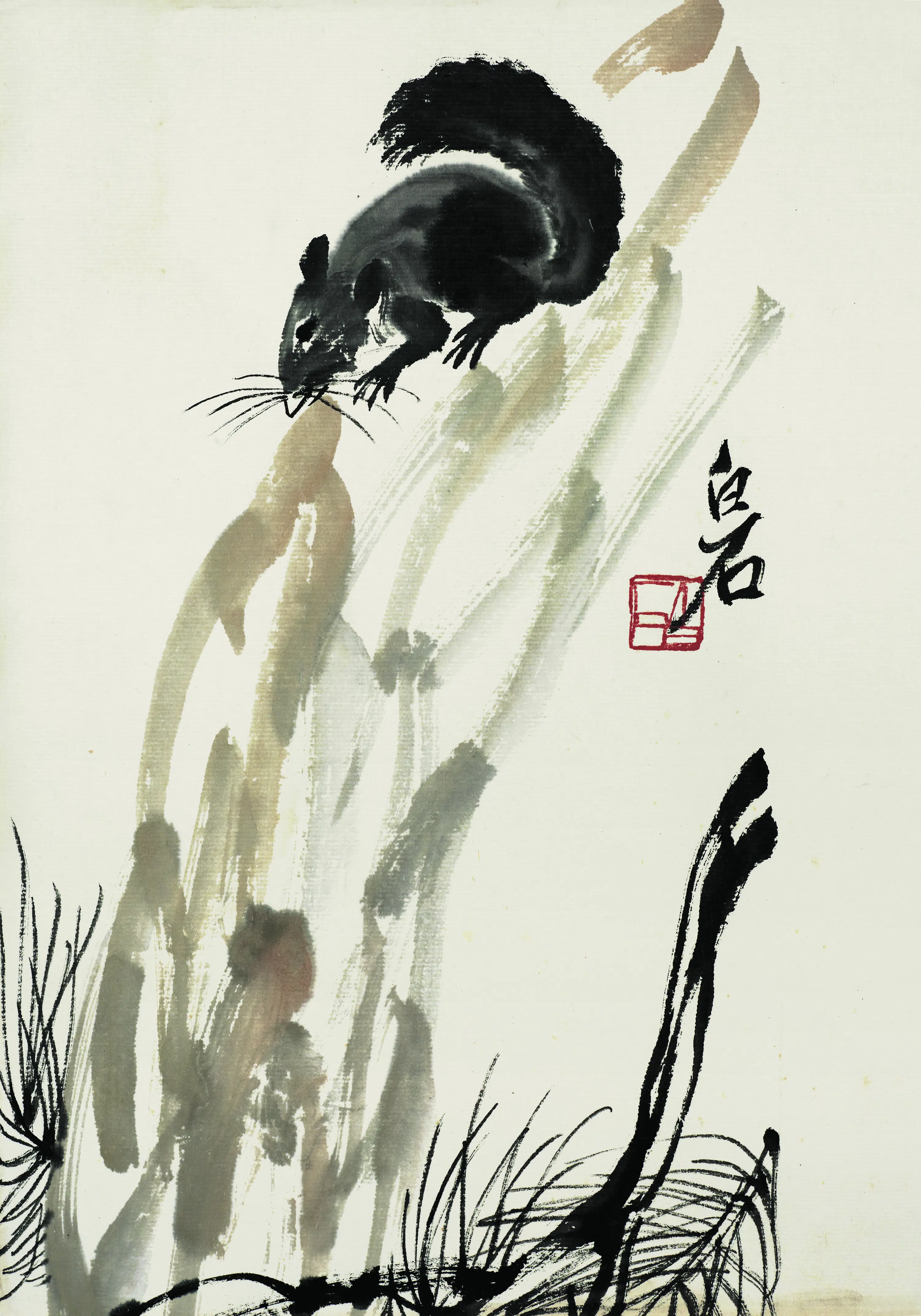 近现代【齐白石】《松鼠松果》 第1张