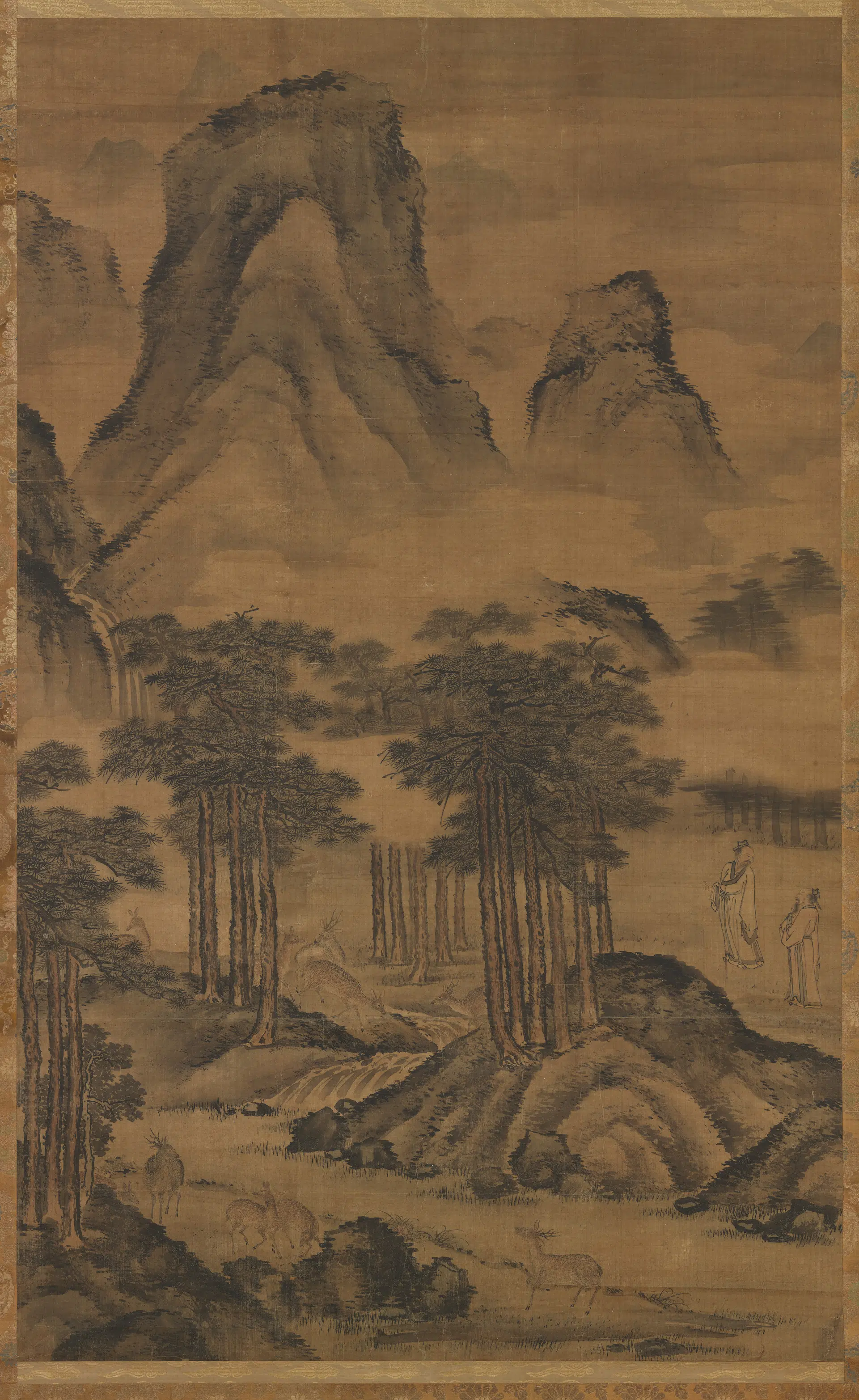 元代《元人画鹿林话图轴》