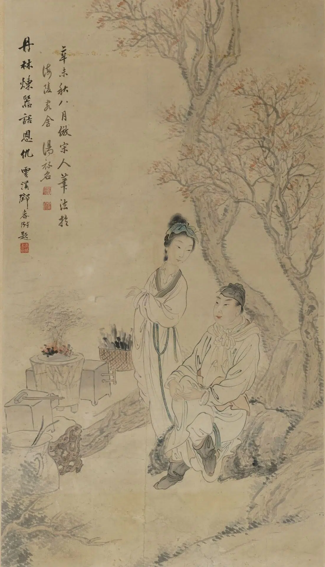清代【邓春澍】《汤禄名合作设色人物轴》 第1张 清代【邓春澍】《汤禄名合作设色人物轴》 第1张