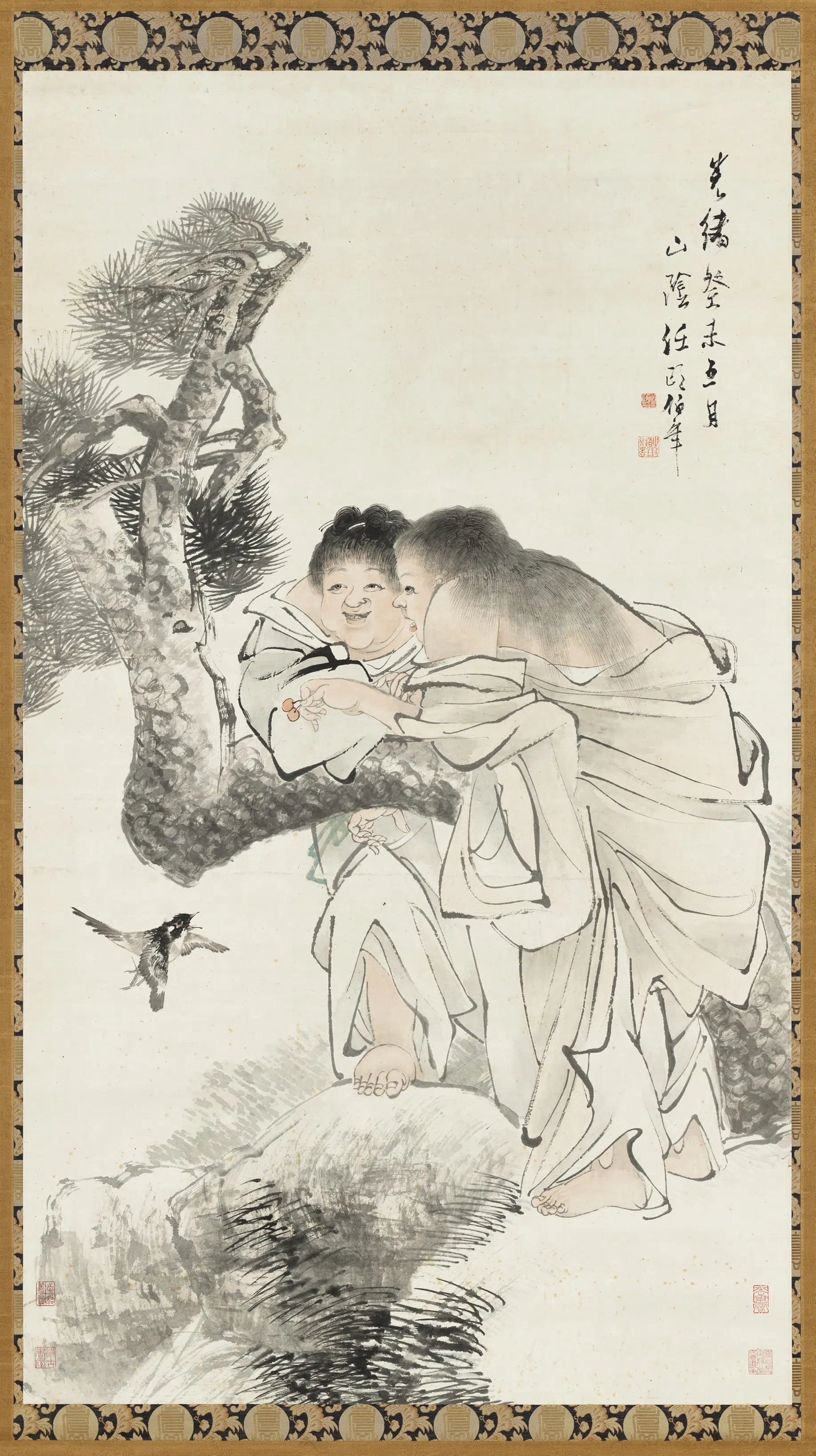 清代【任伯年-任颐】《和合双仙图轴》