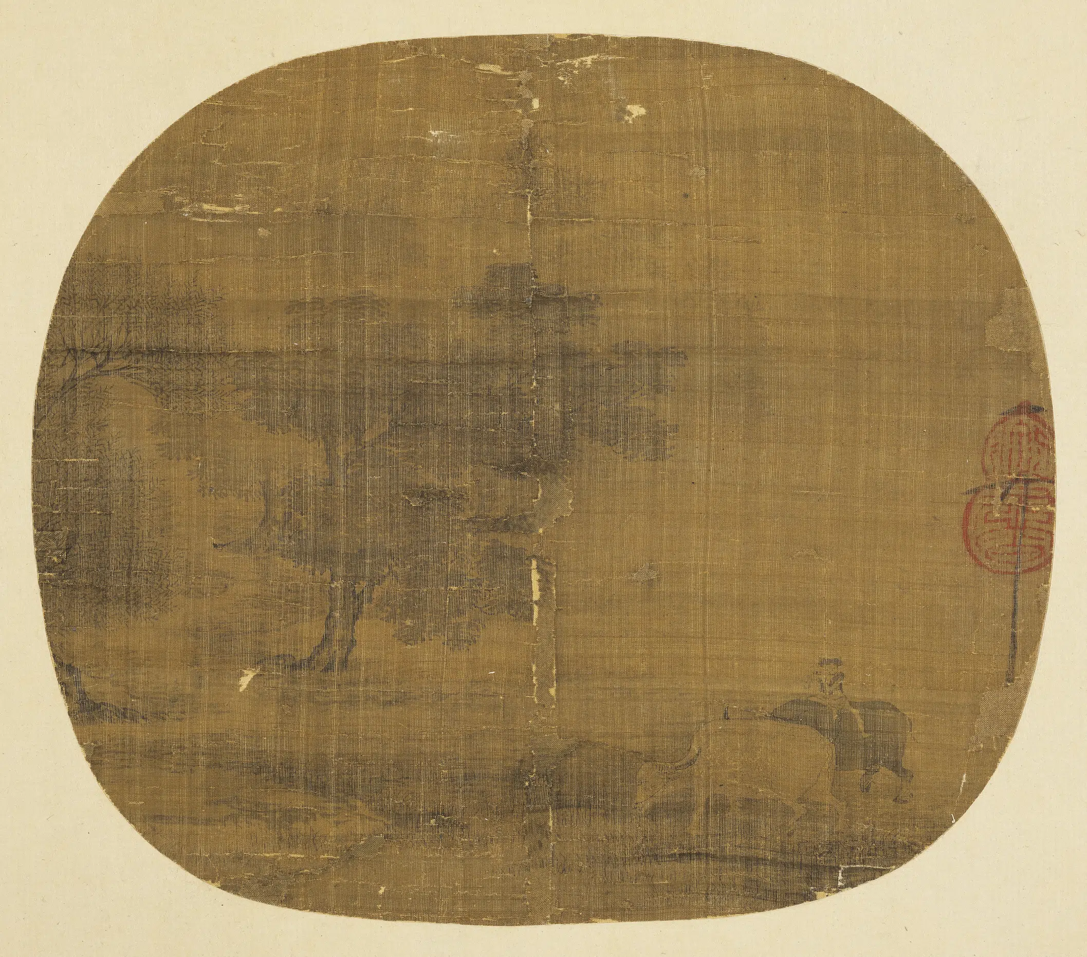 《纨扇画册-无款牧童横笛图》