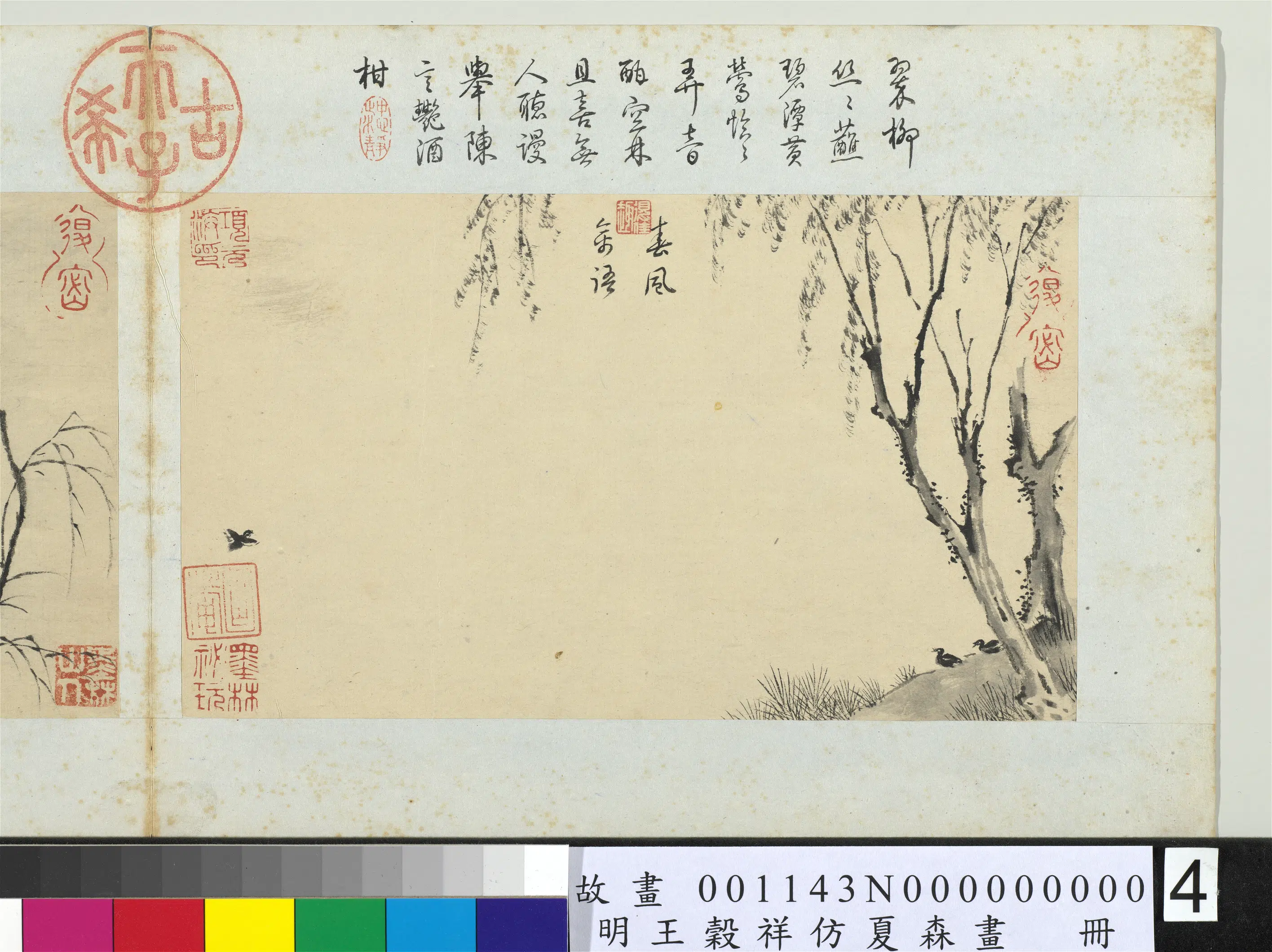明朝【王谷祥（王穀祥）】《仿夏森画册-春风禽语》