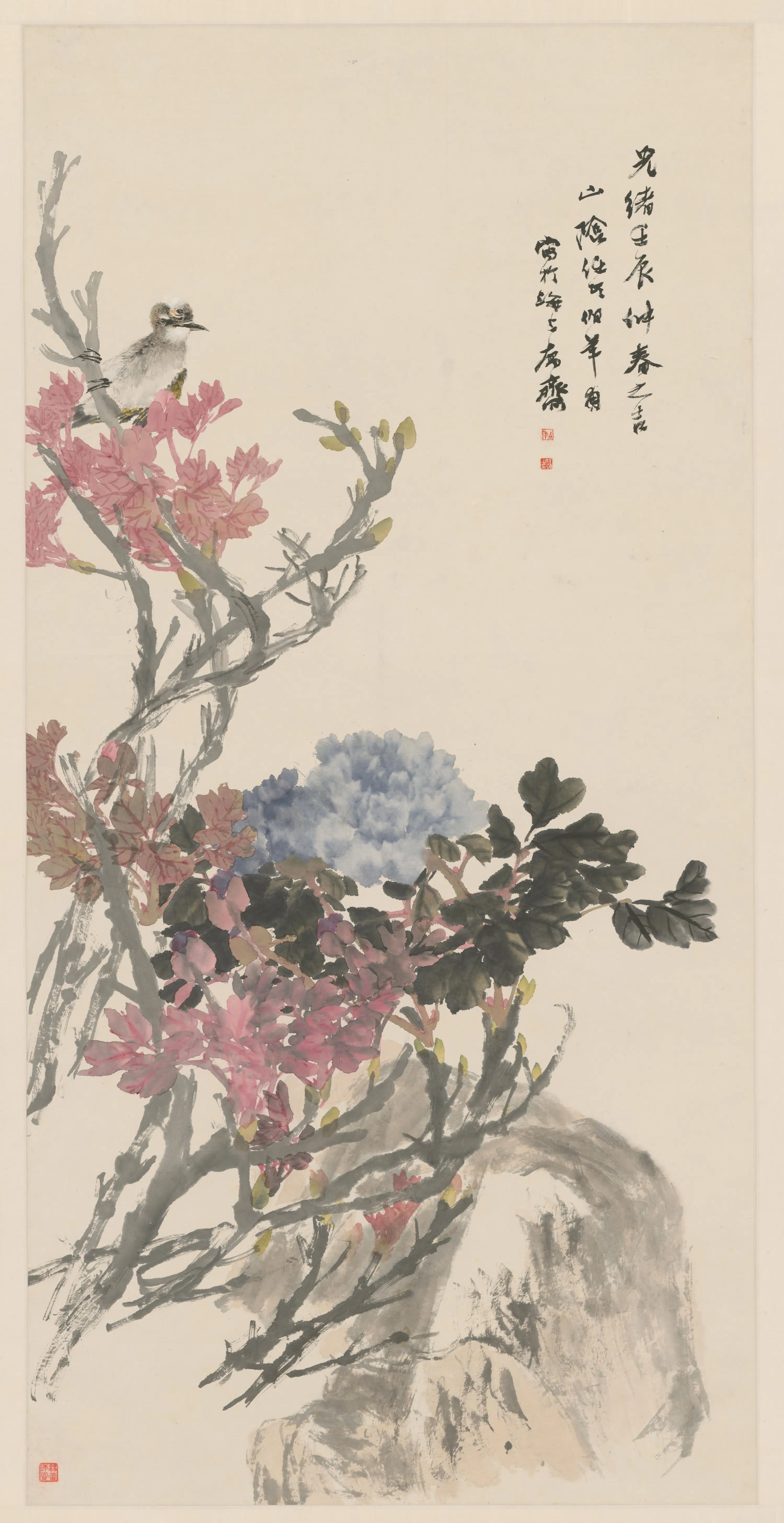 清代【任伯年】《牡丹白头图》