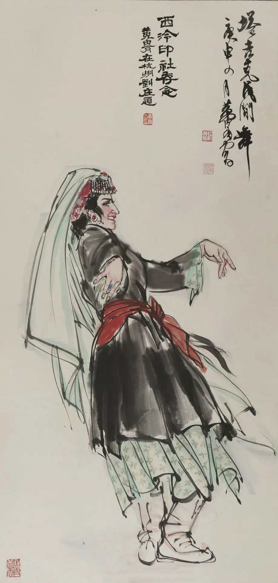 近现代【黄胄】《塔吉克民间舞轴》
