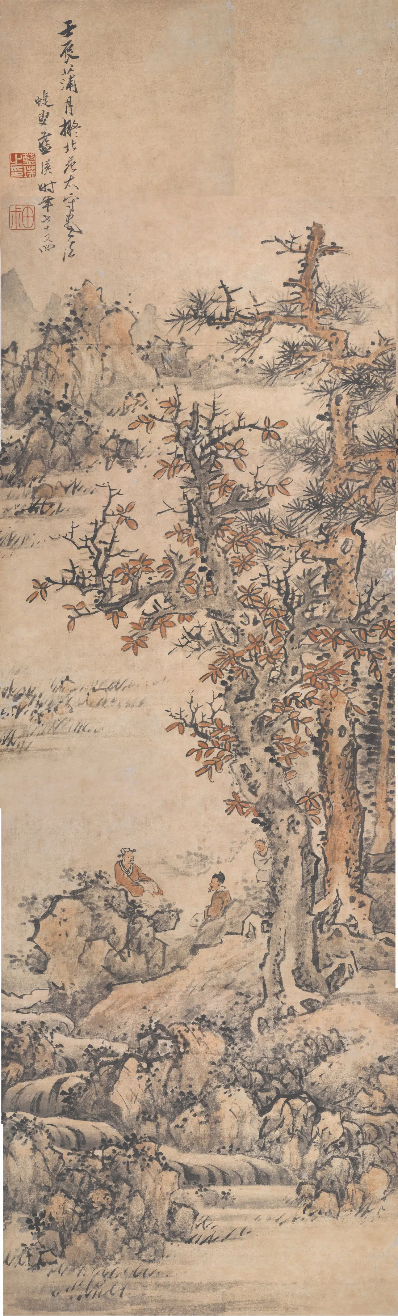 明代【蓝瑛】《仿董源山水（仿）》