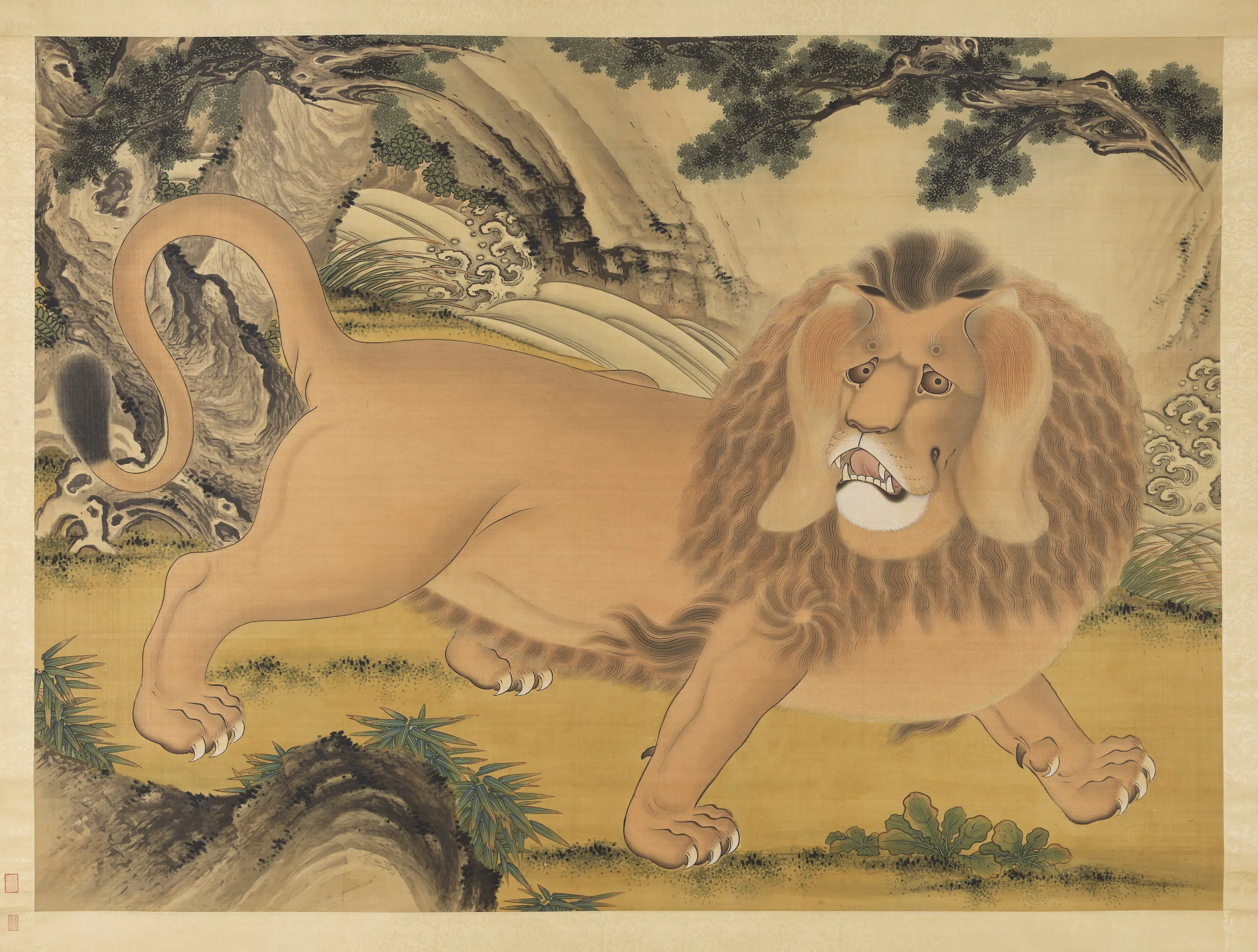 清代【刘九德】《狻猊图轴-1》