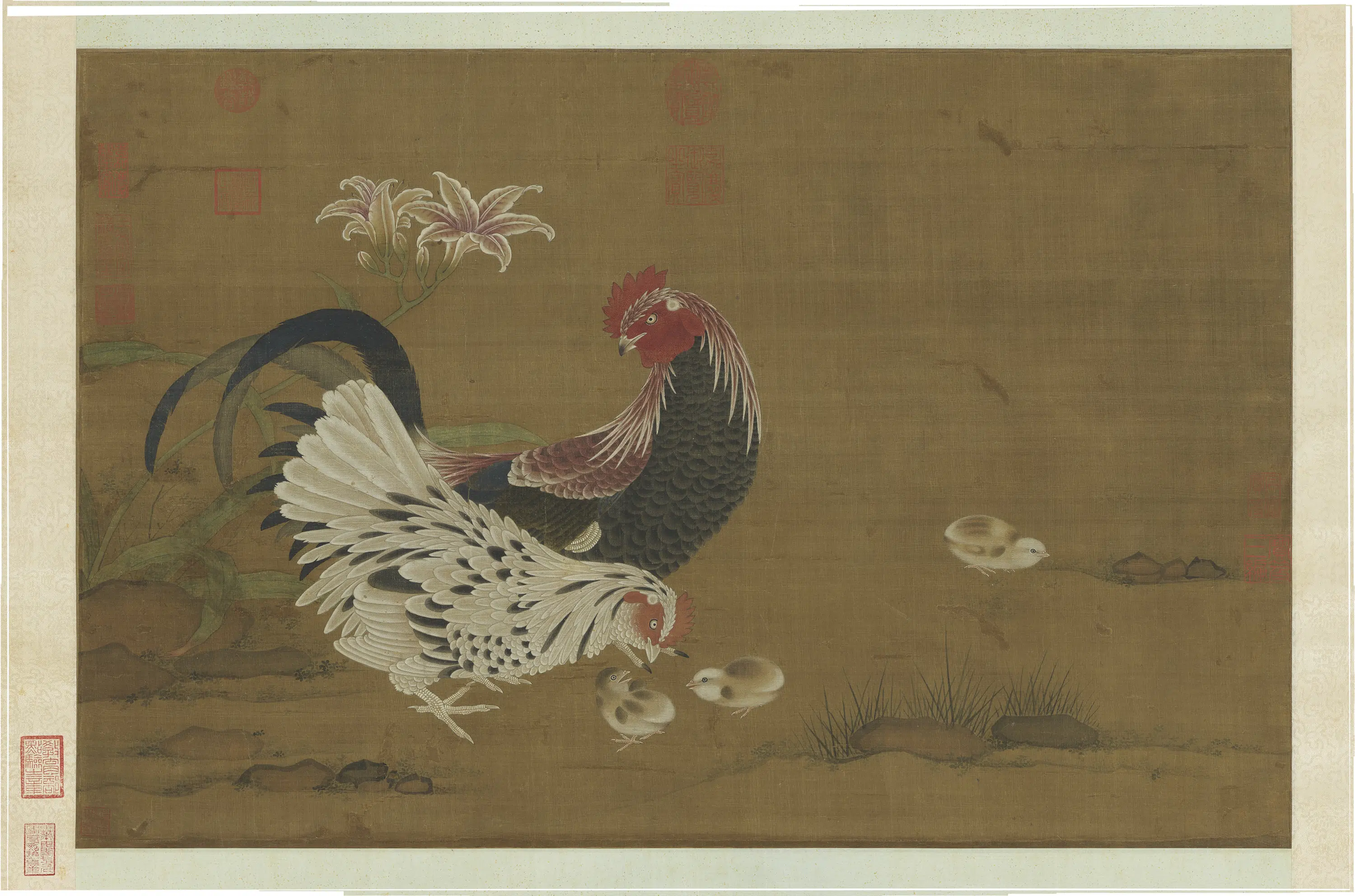 明朝《明人画鸡图轴》