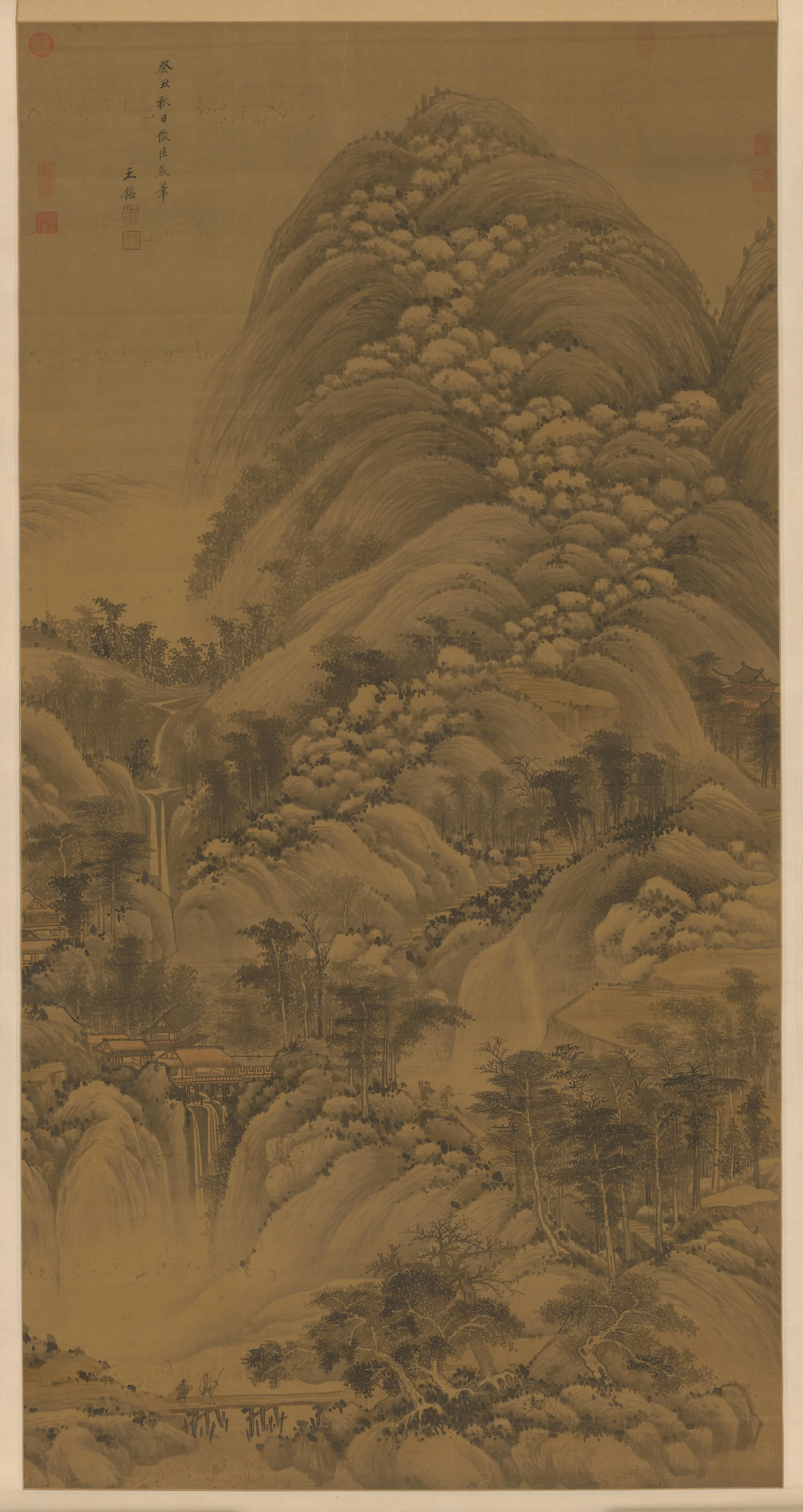 清代【王翚】《王鉴仿巨然山水轴》