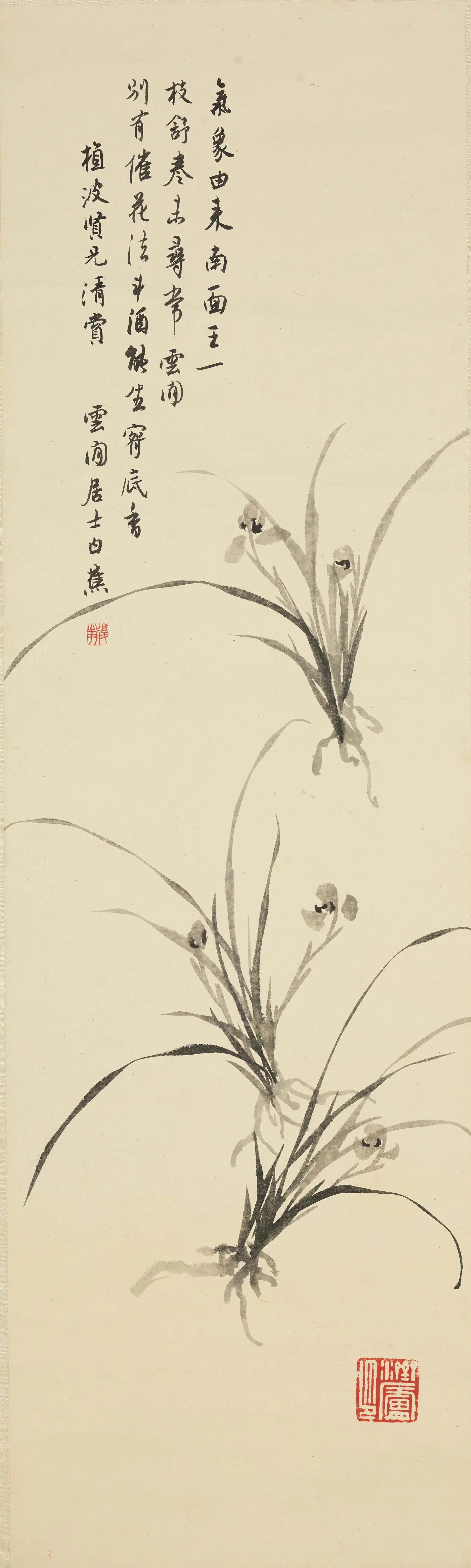 现代【白蕉】《墨兰图轴》