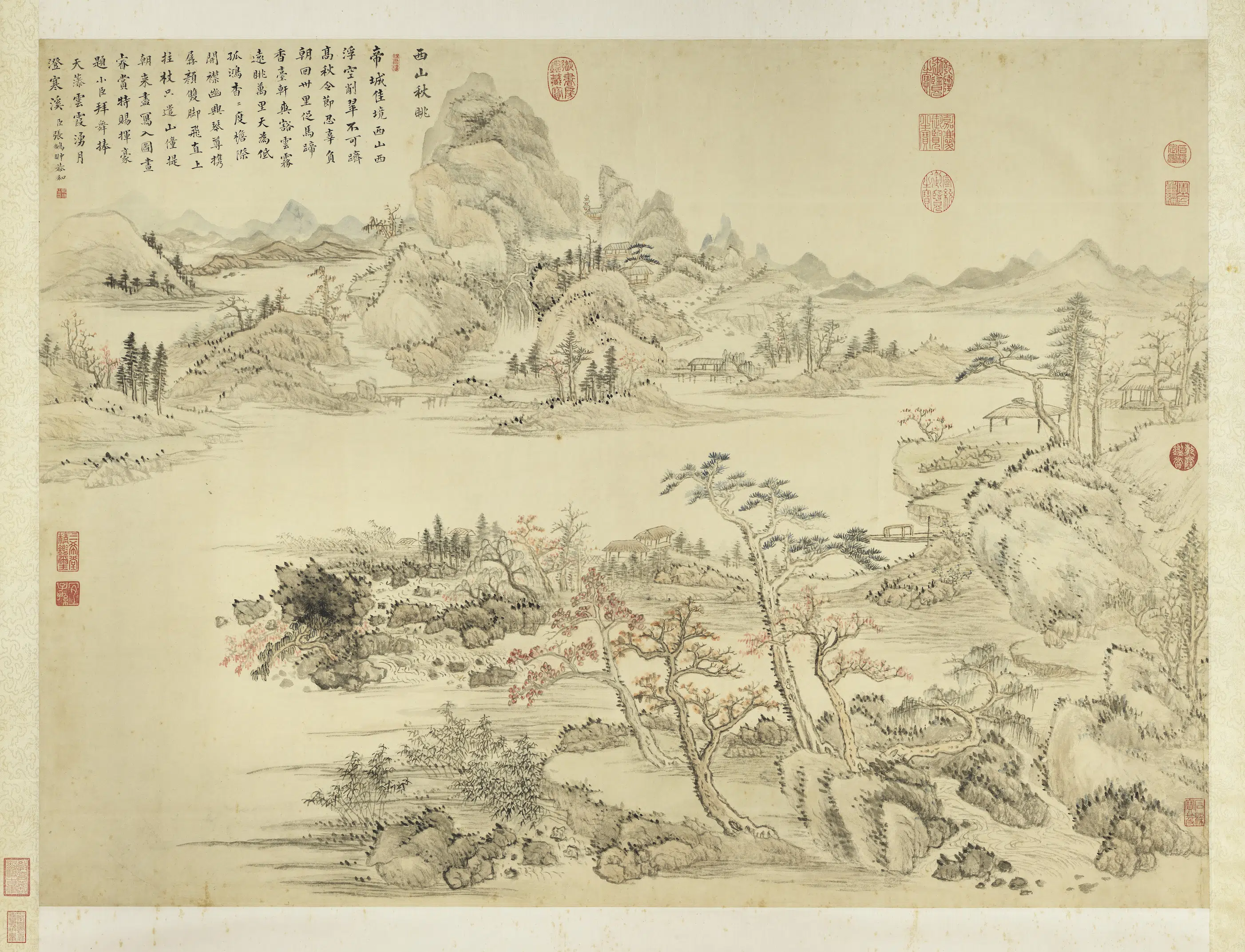 清代【张鹏翀】《画西山秋眺图轴》 第1张