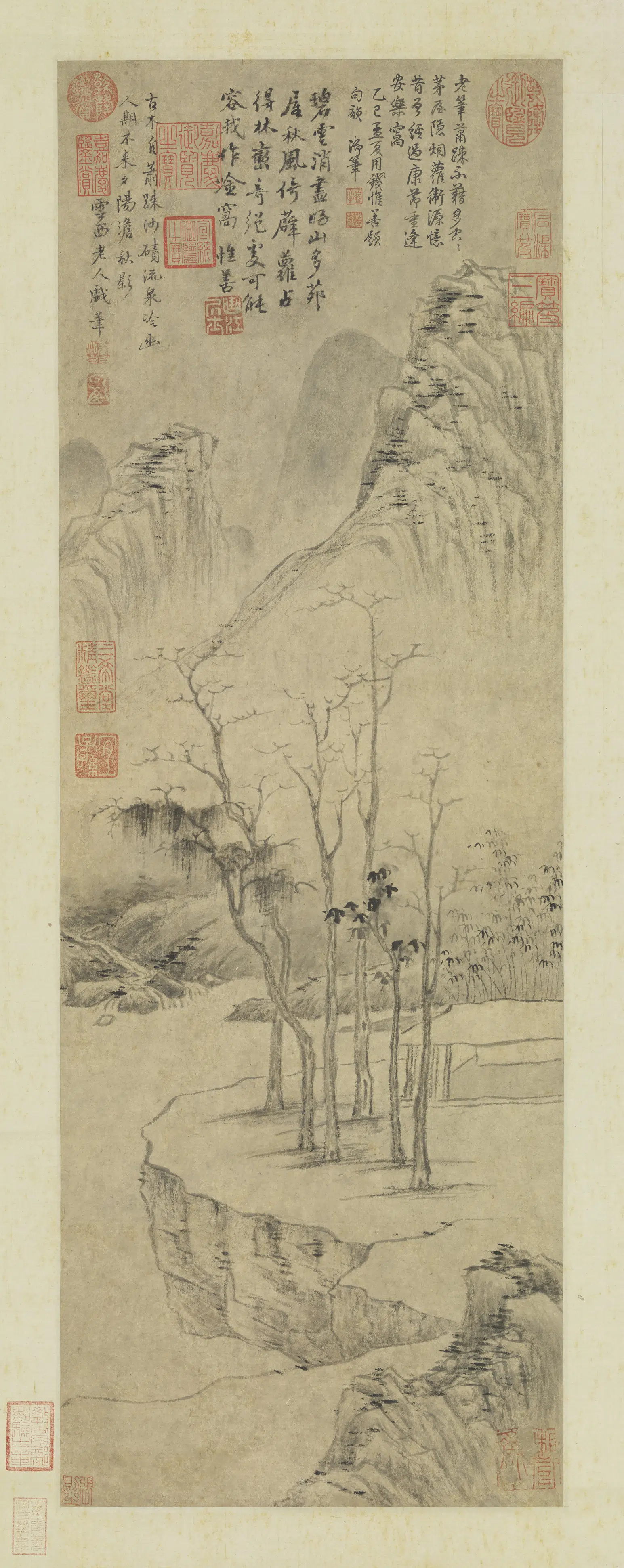 元代【曹知白】《山水图(古木流泉)》