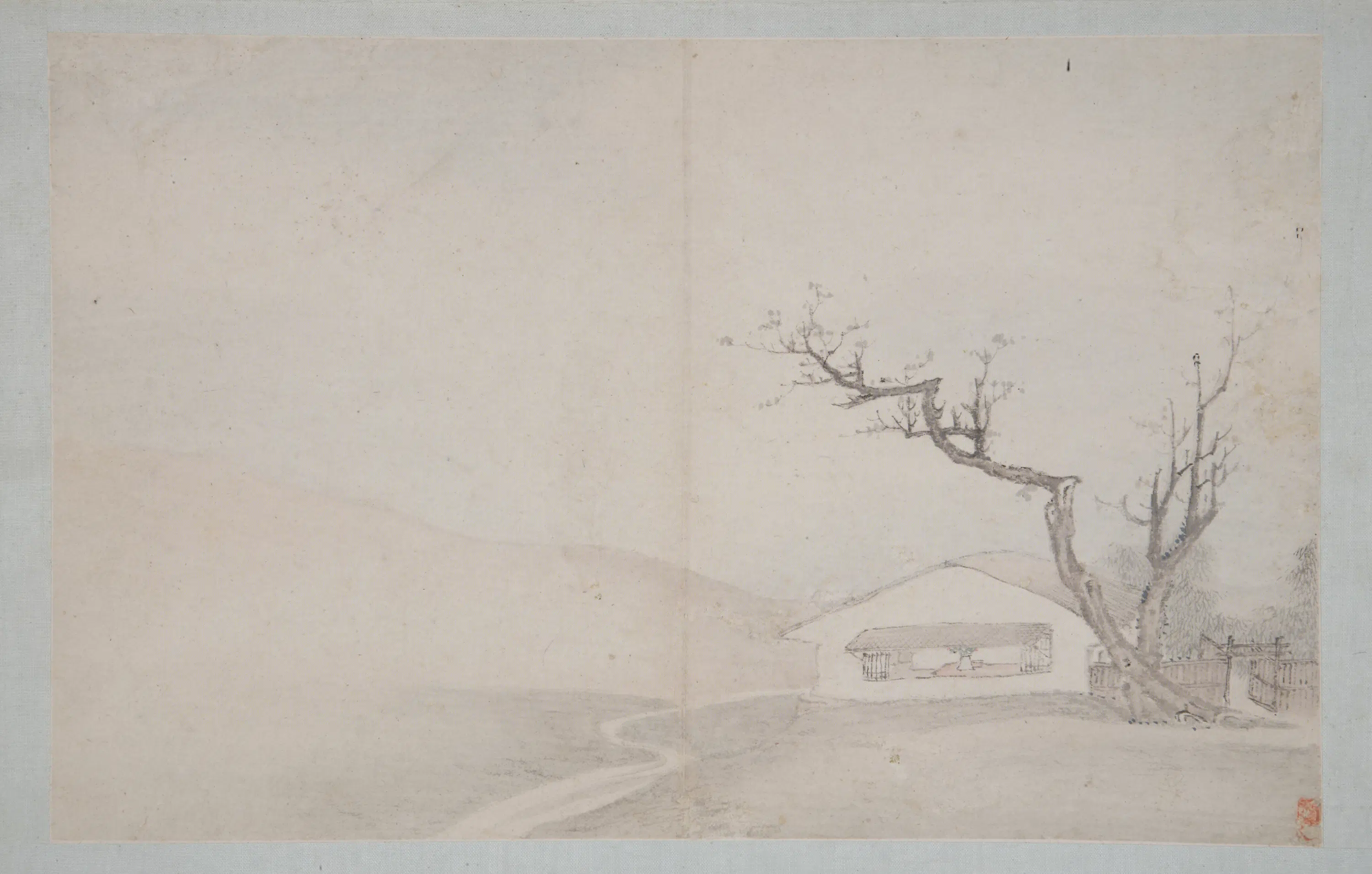 清代【王翚】《等九家山水册-顾昉溪山树亭图页（12开）》 第8张