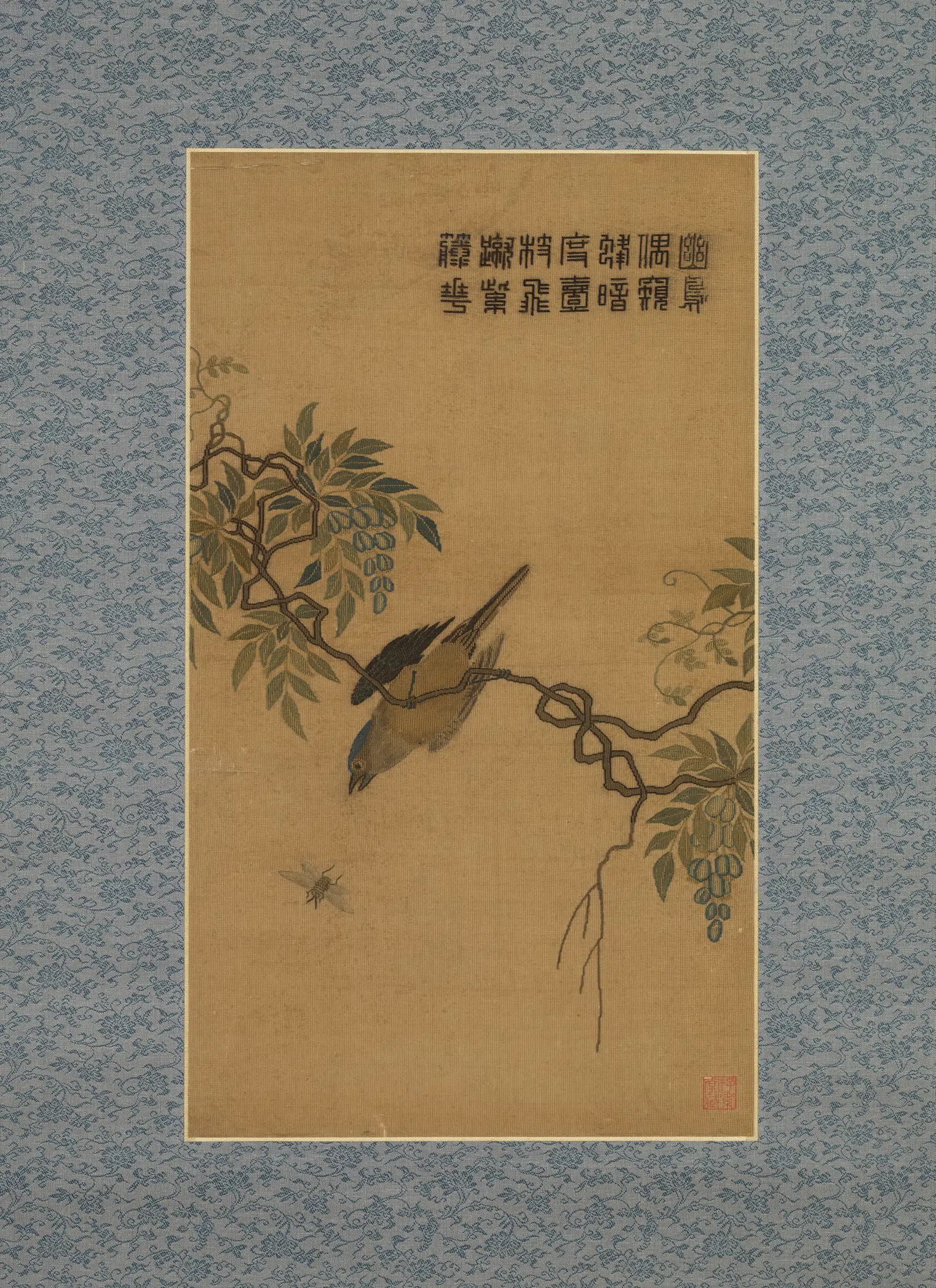 清代【爱新觉罗弘历-乾隆-清高宗】《乾隆御制戳纱宫灯小景图轴2》