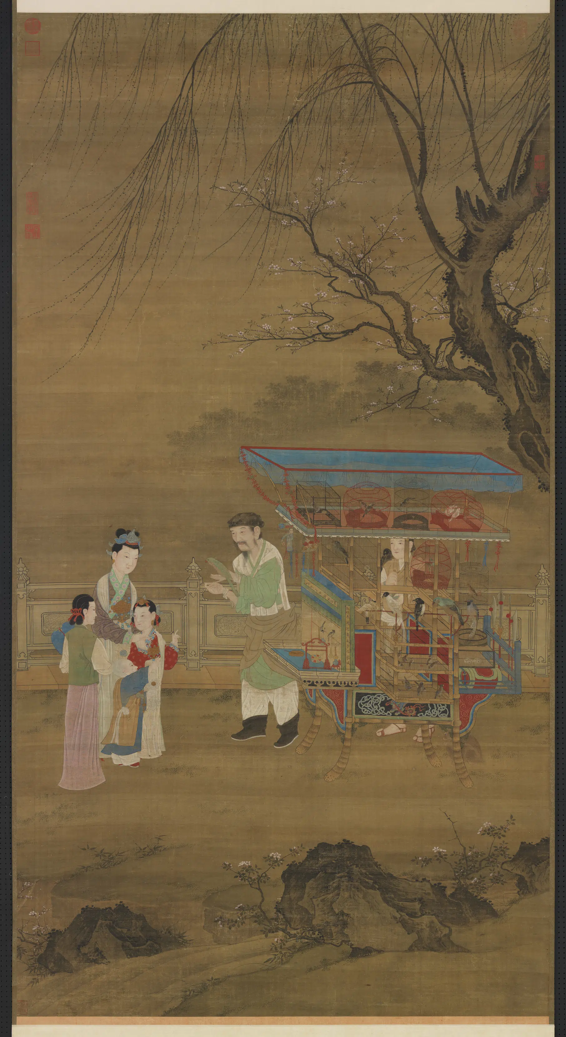 元代《元人春景货郎图轴》 第1张 元代《元人春景货郎图轴》 第1张