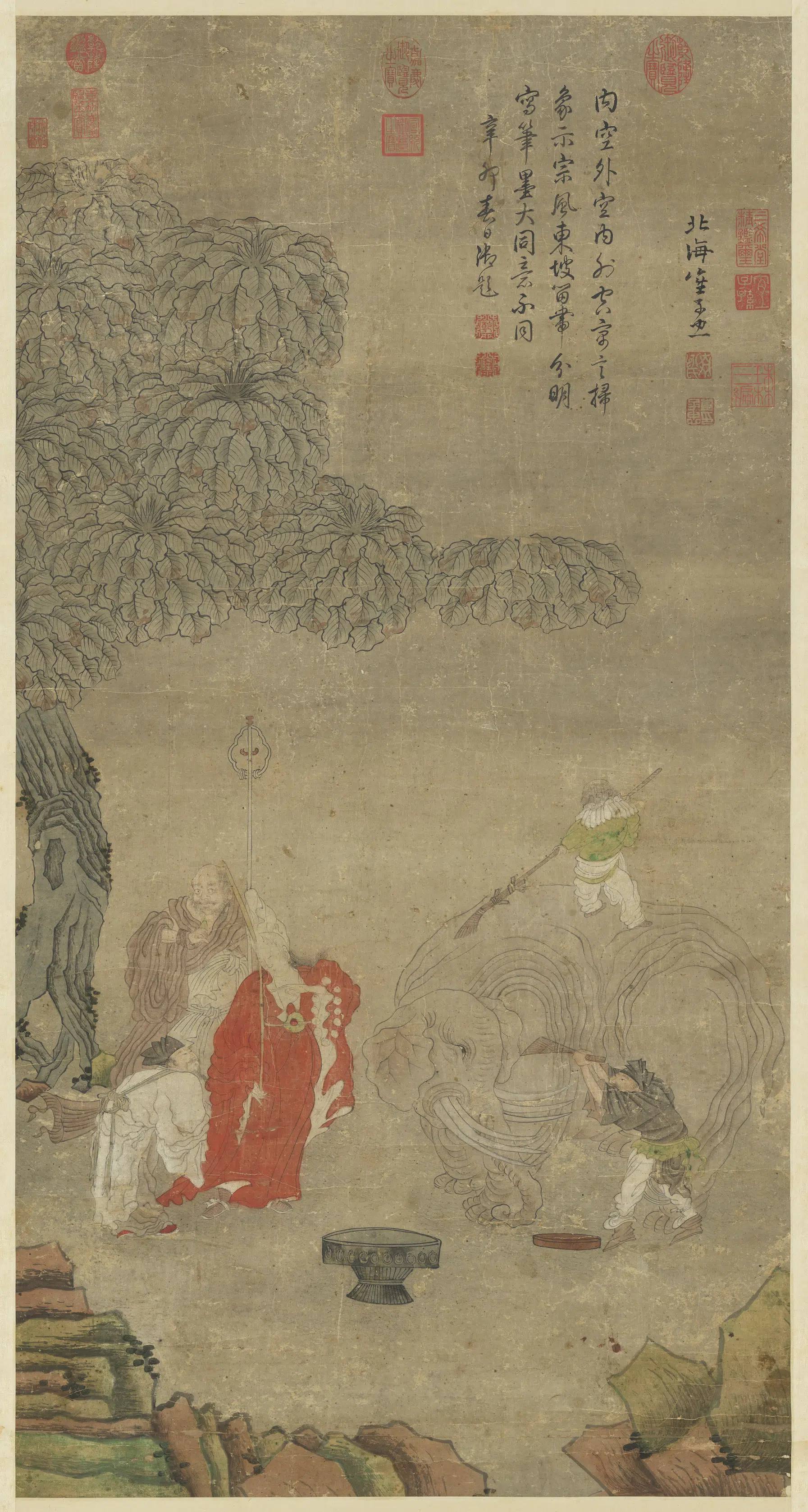 明朝【崔子忠】《扫象图轴》