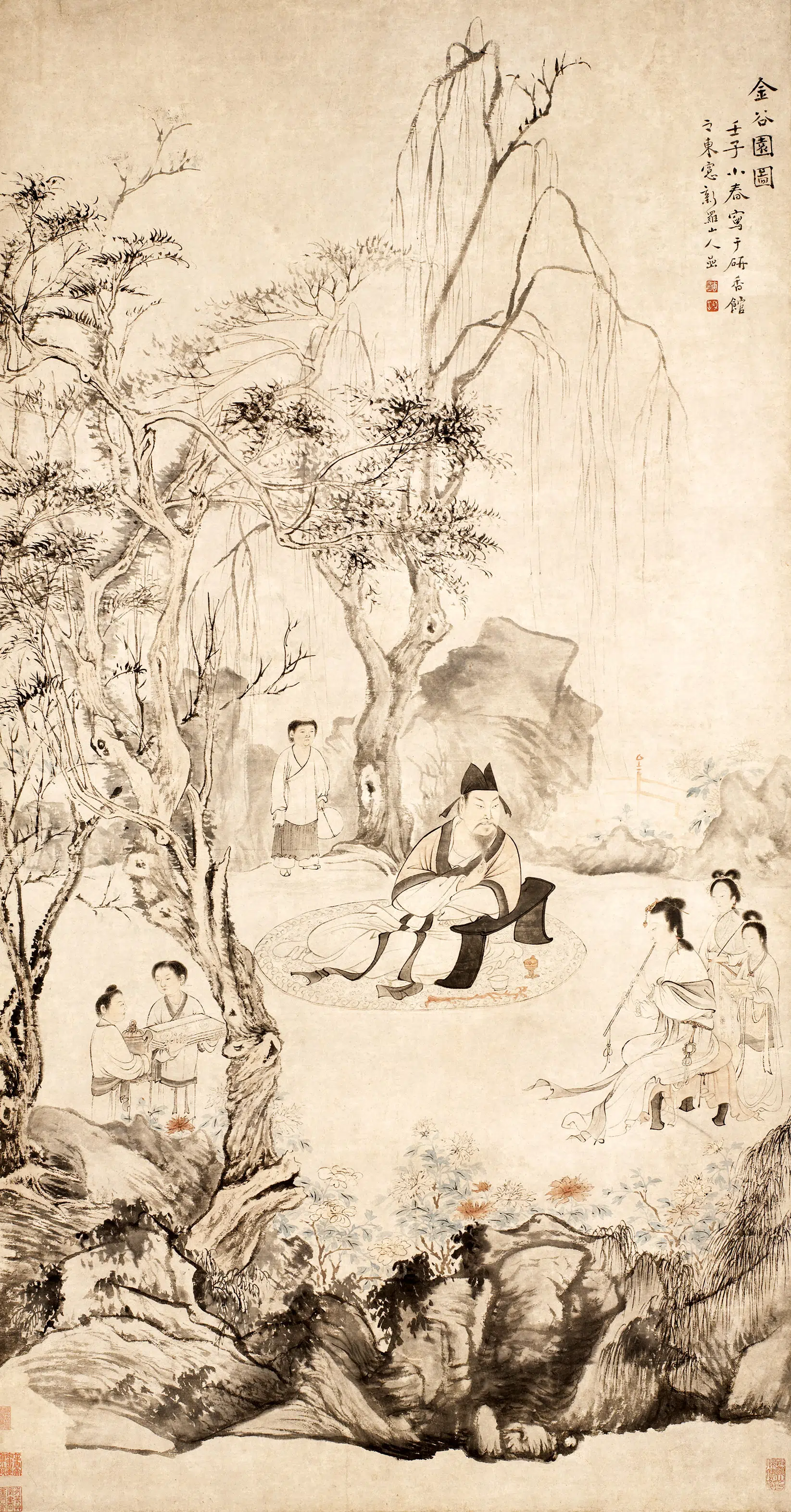 清代【华喦（华岩)】《金谷园图轴》