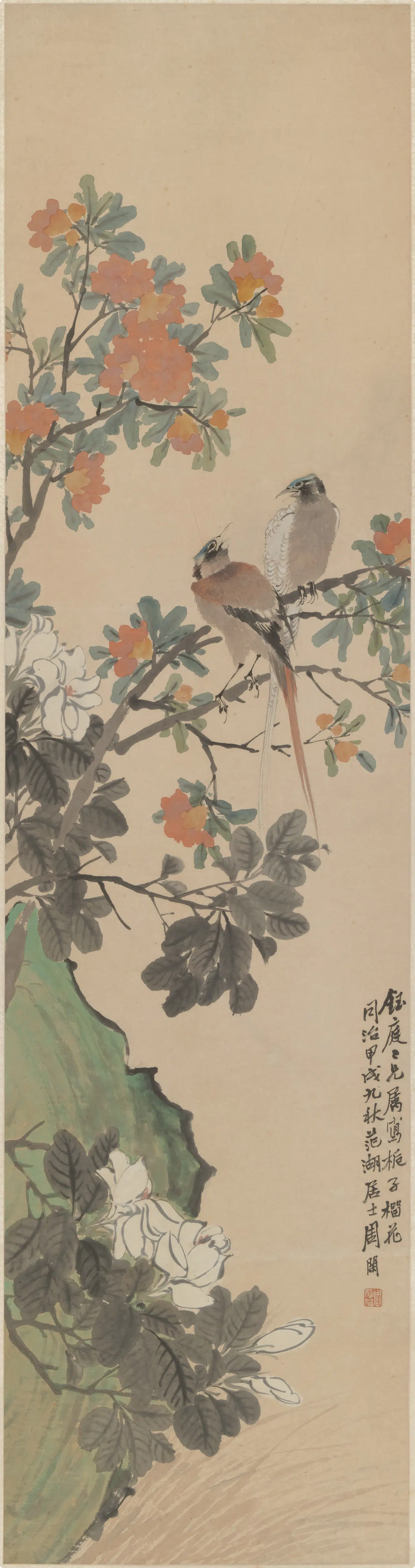 清代【周闲】《花鸟图轴》