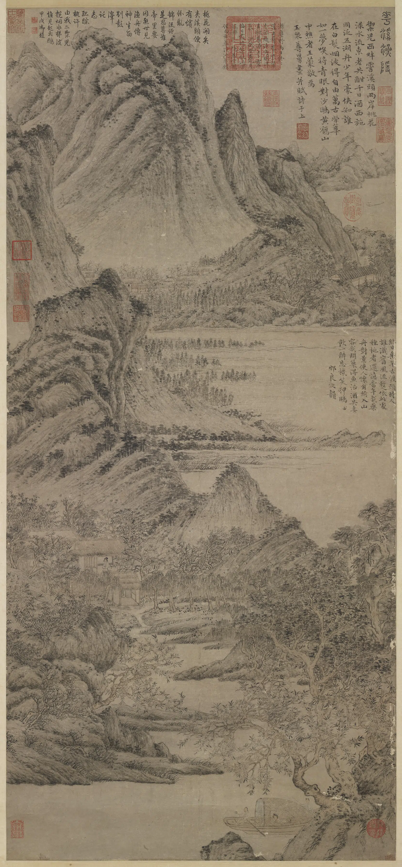 元朝【王蒙】《花溪渔隐图轴》
