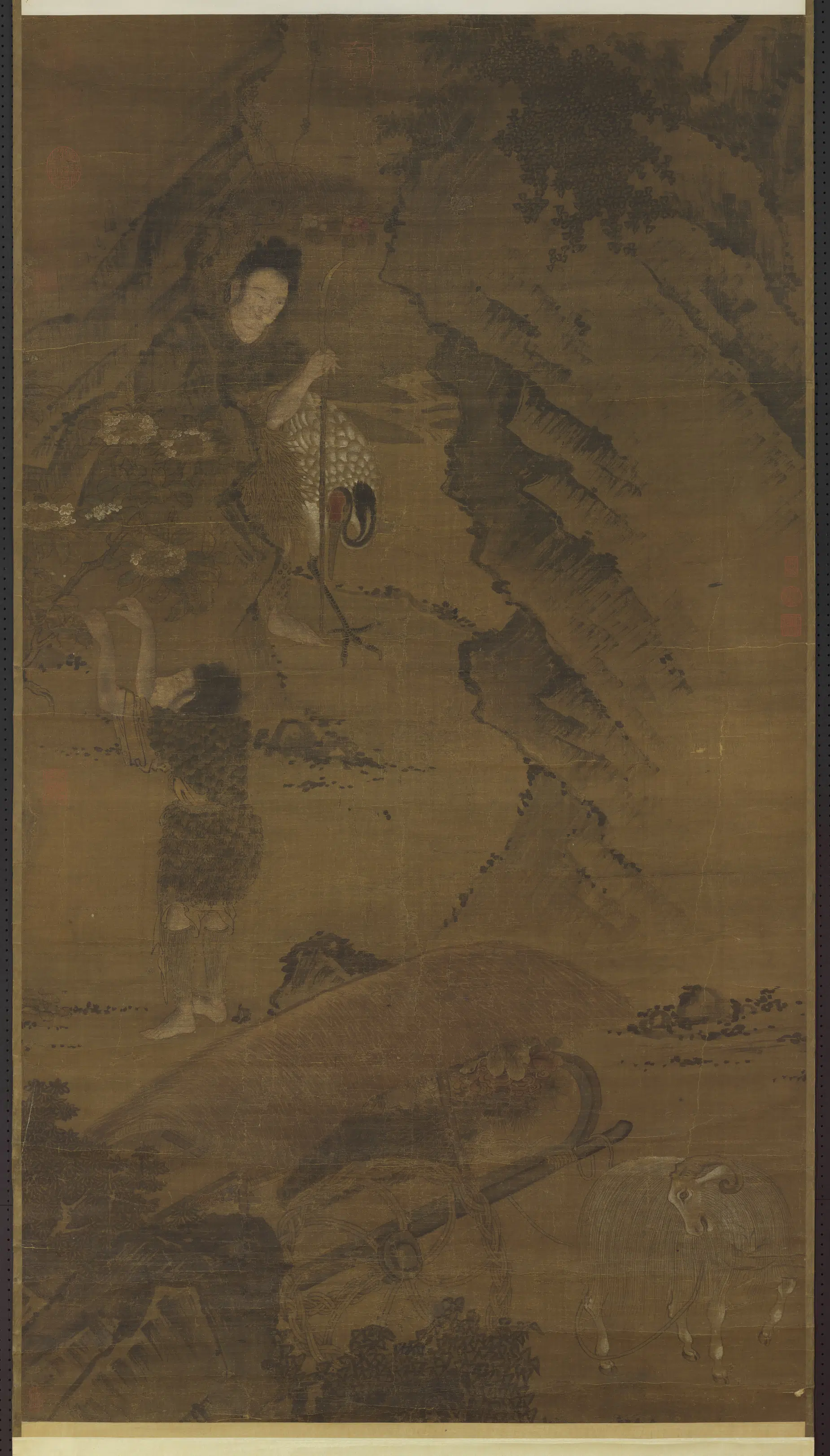 宋代《宋人画调鹤采花仙图轴》 第1张