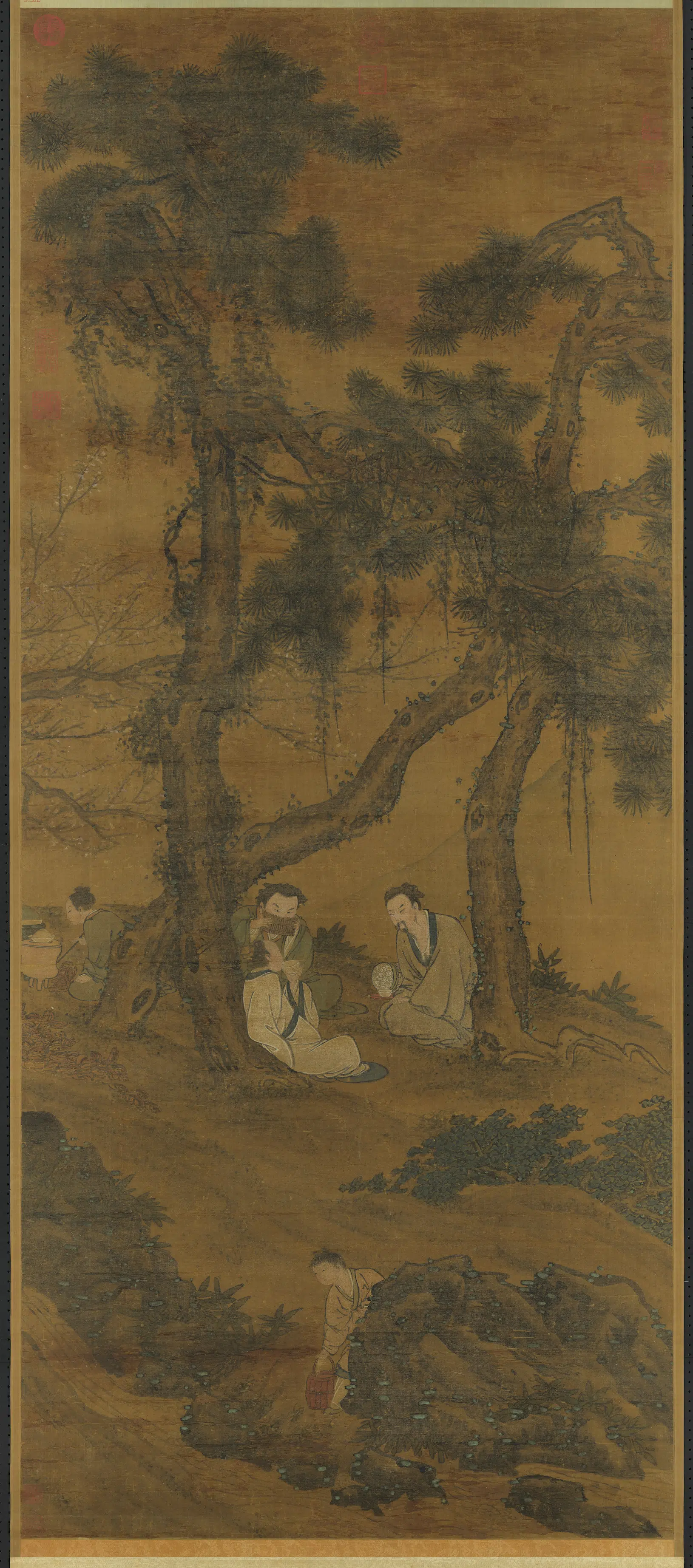明朝《明人品茶图轴》