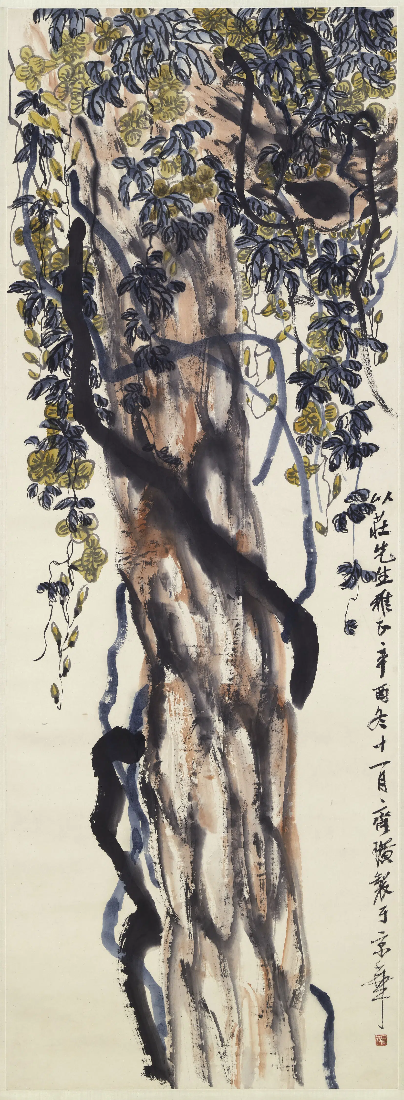 近现代【齐白石（齐璜）】《凌霄花图轴》