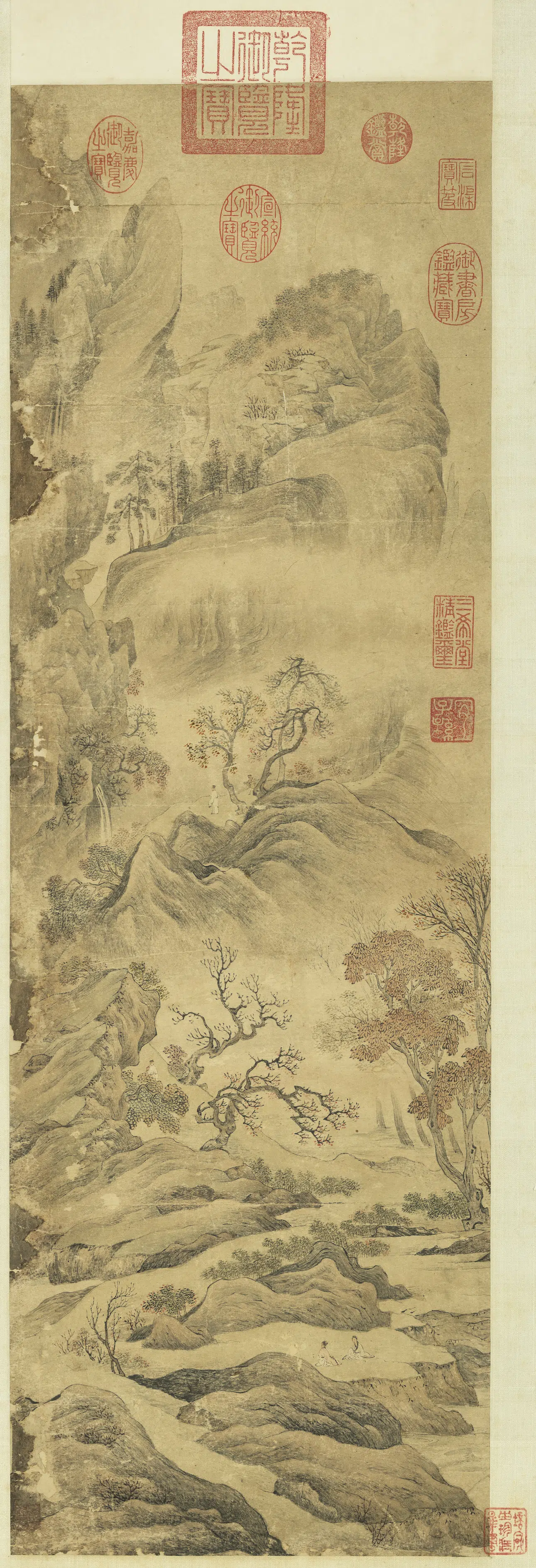 明朝《明人秋山高士图轴》