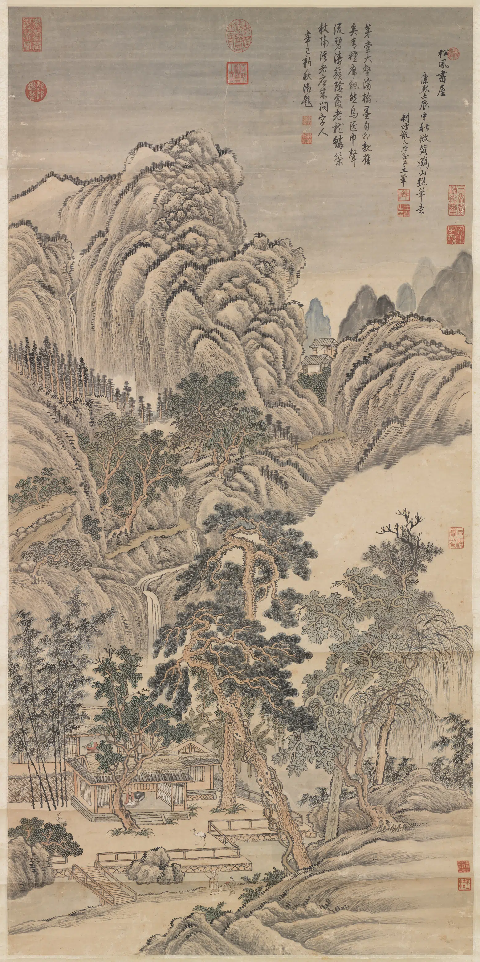 清代【王翚】《松风书屋图轴》