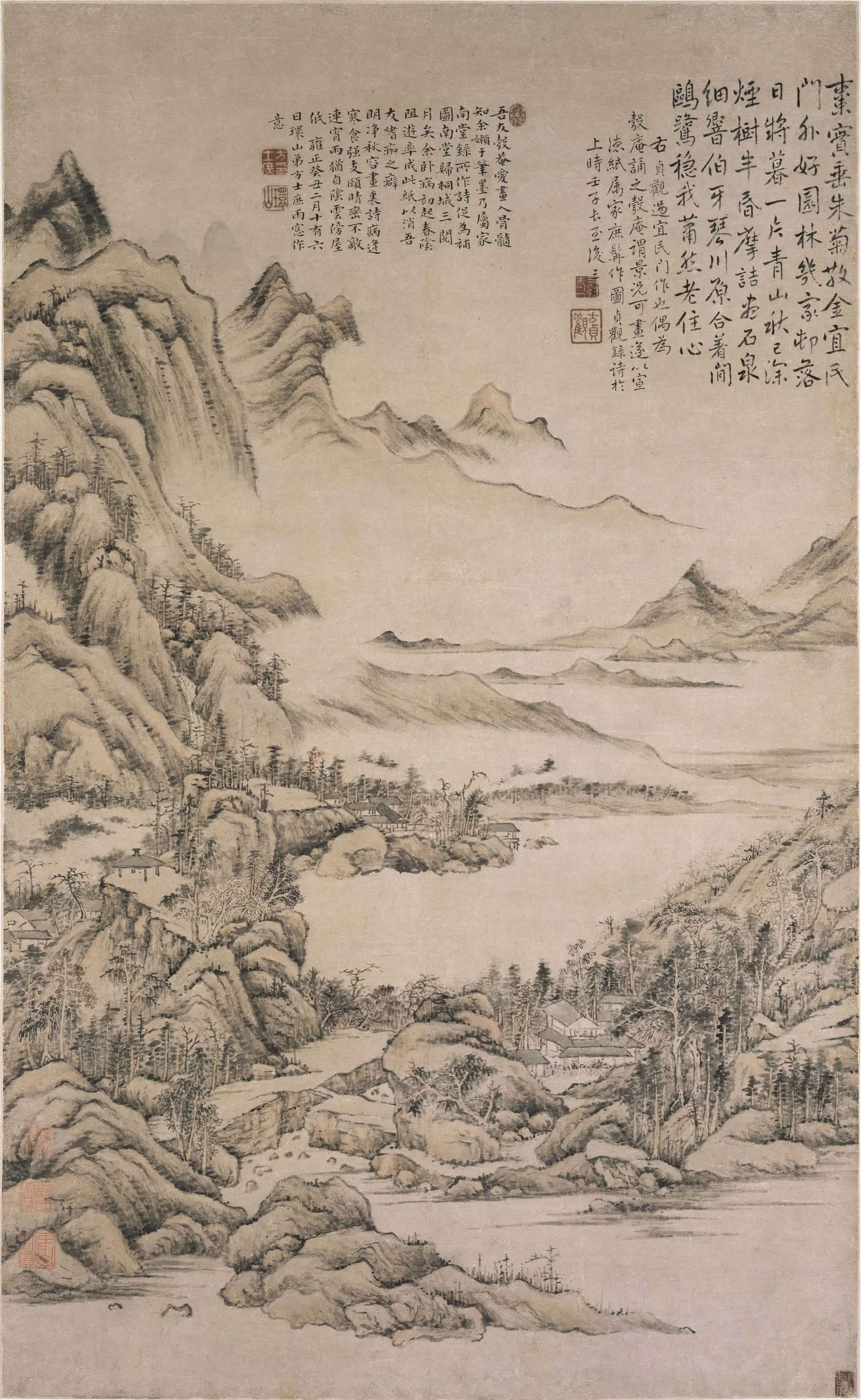 清代【方士庶】《青山秋深图轴》