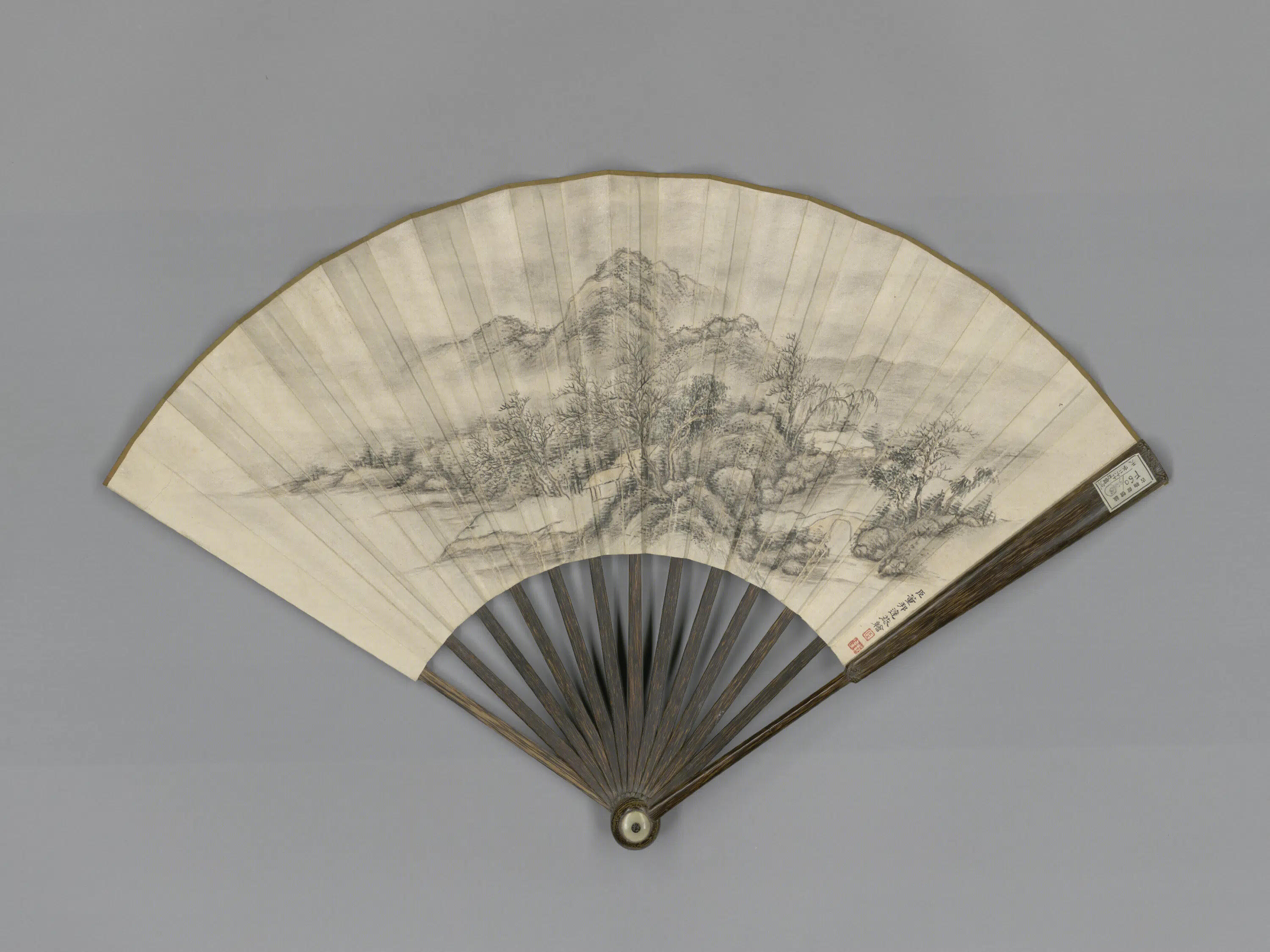 清代【董邦达】《画山水弘历书诗成扇》