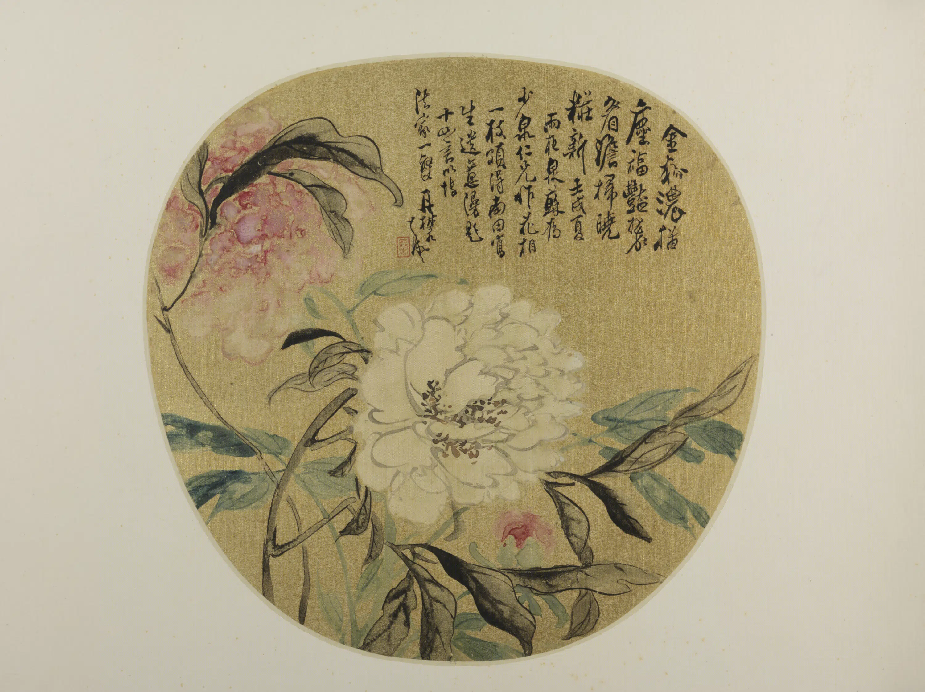 清代【王承枫】《牡丹纨扇页》 第1张