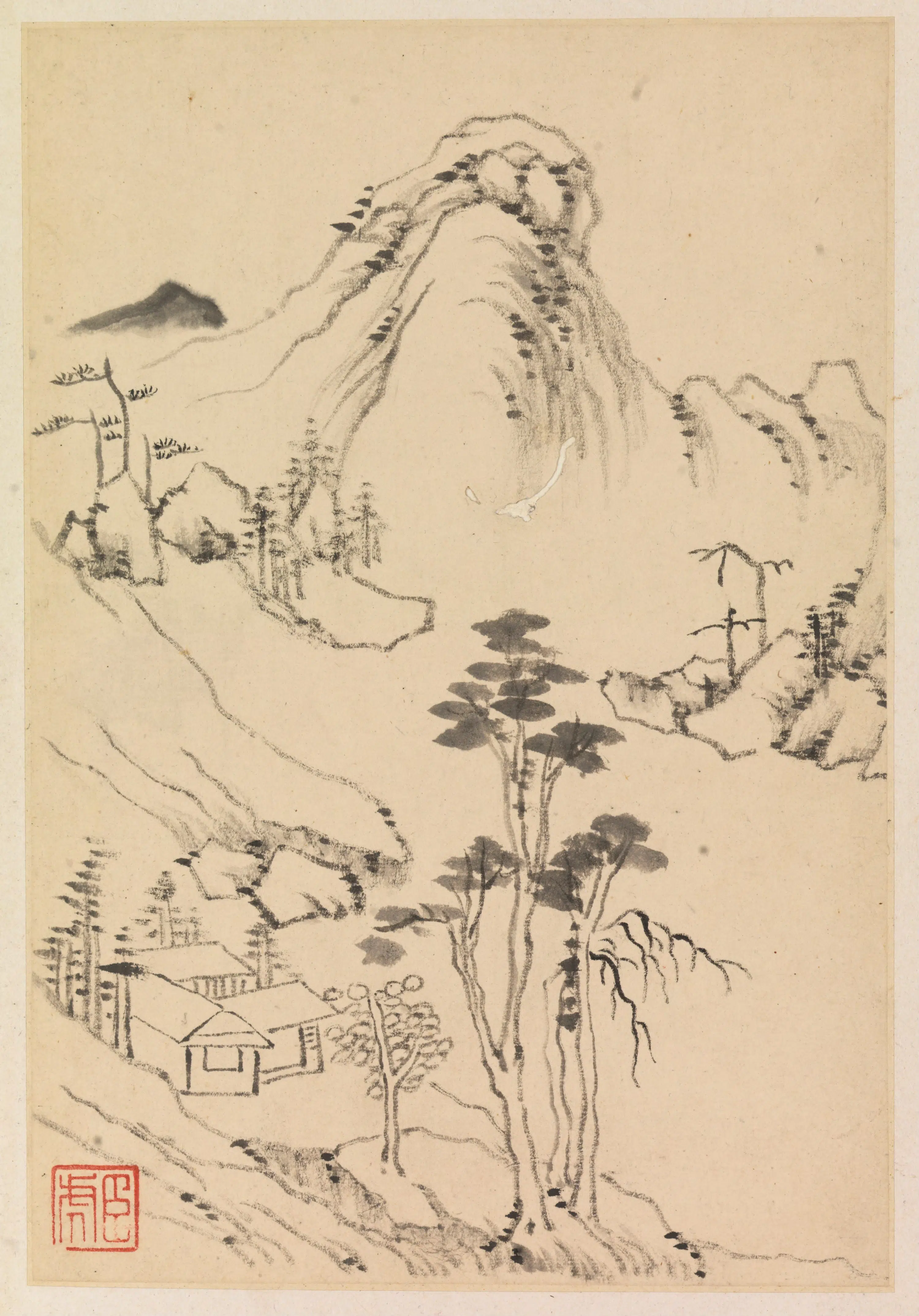 明代【邹之麟】《仿古六则山水册》 第5张 明代【邹之麟】《仿古六则山水册》 第5张