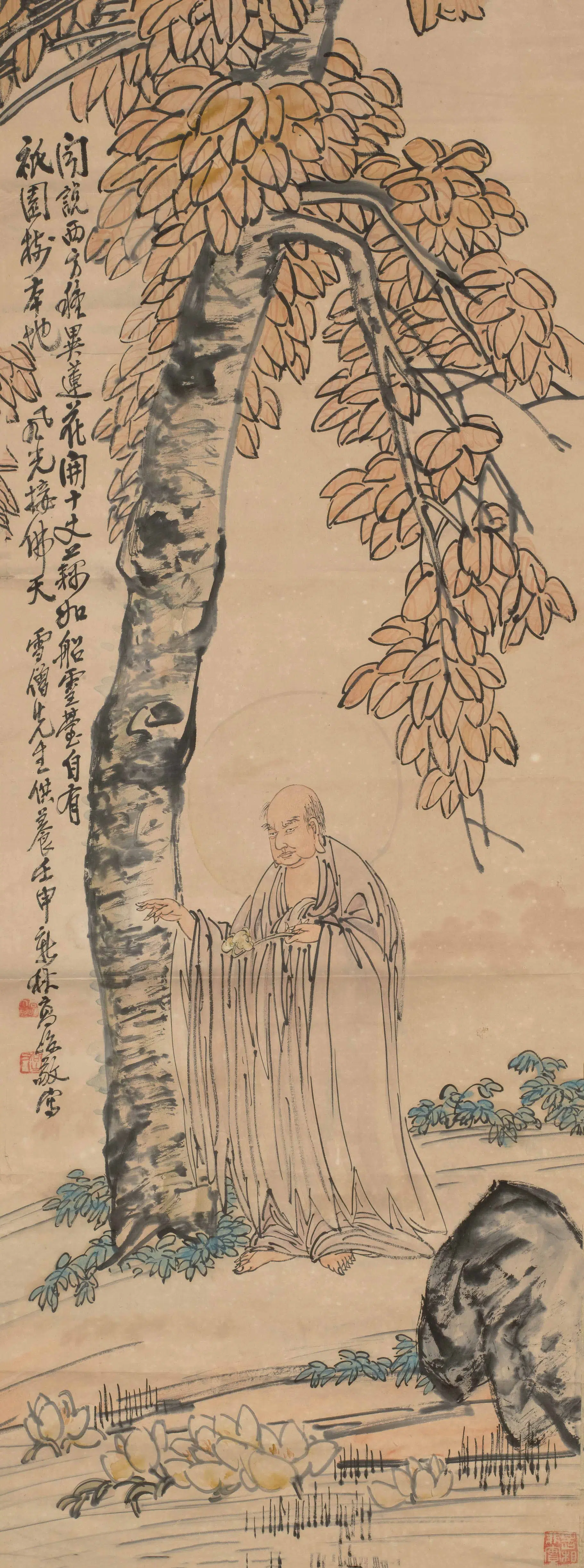 清代【高峻】《菩提罗汉图轴》