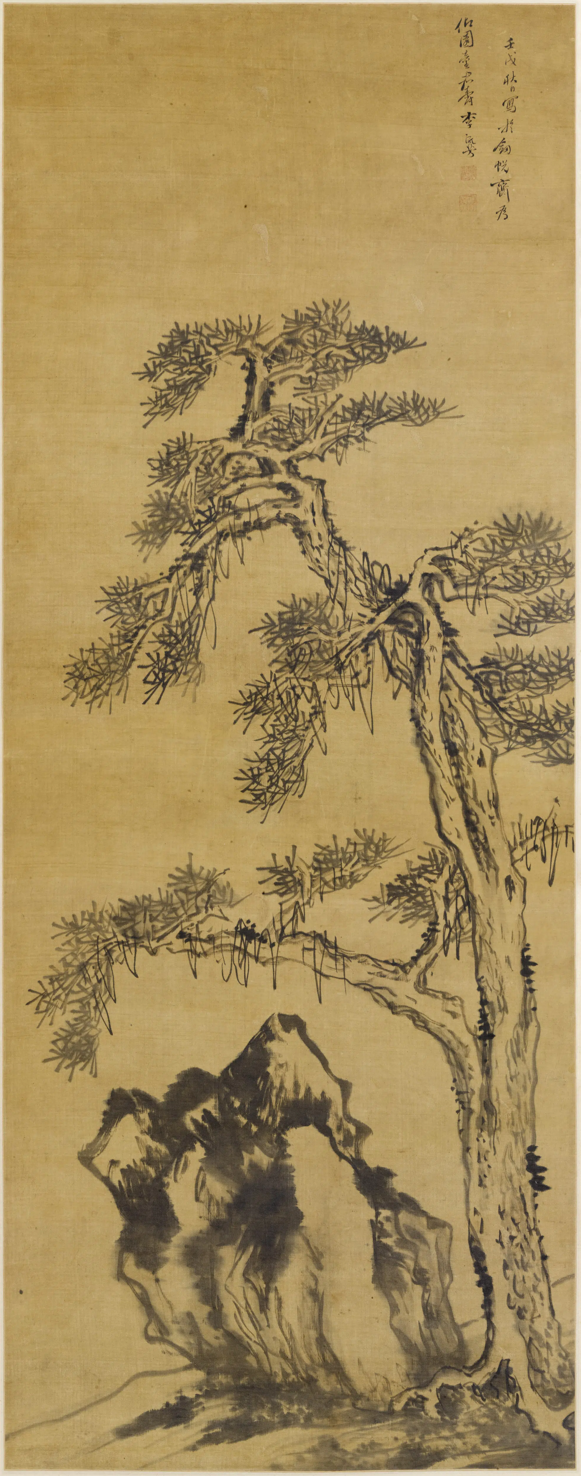明朝【李流芳】《松石图轴》